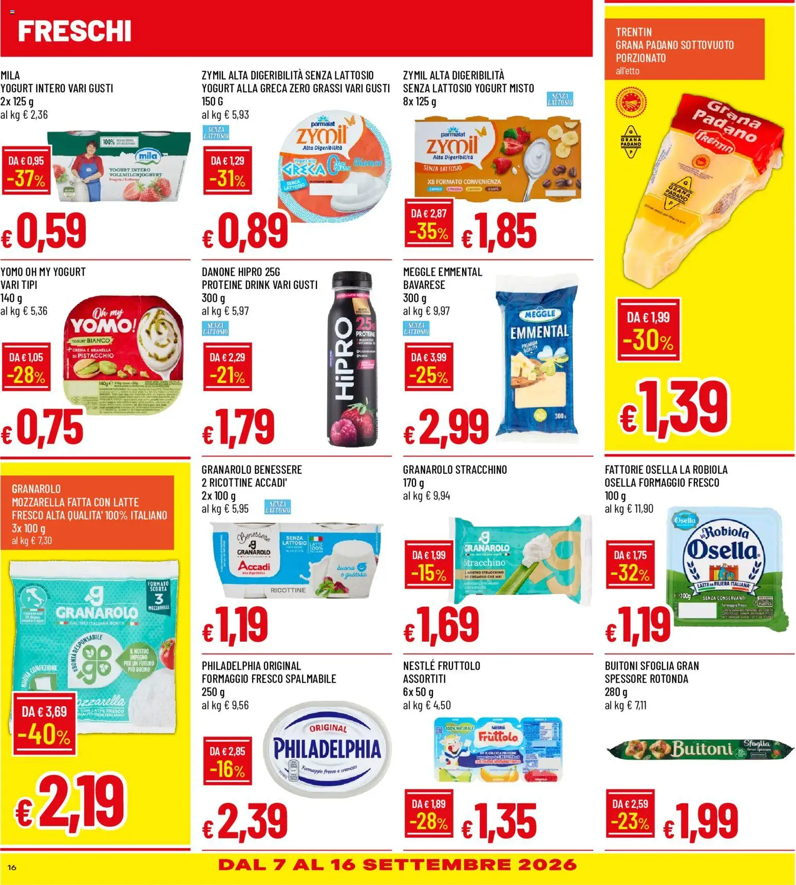 Volantino Galassia del 03/09/2026 | Pagina: 16 | Prodotti: Crema, Stracchino, Formaggio fresco, Emmental