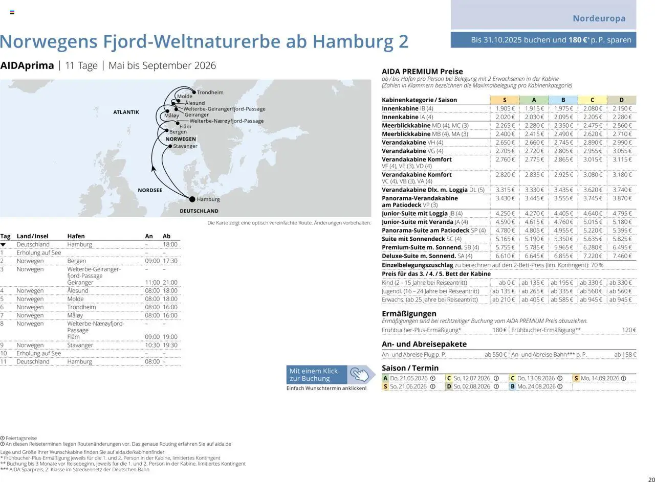 Aida Sommer 2026 – gültig ab 01.03.2026 | Seite: 20 | Produkte: Bett