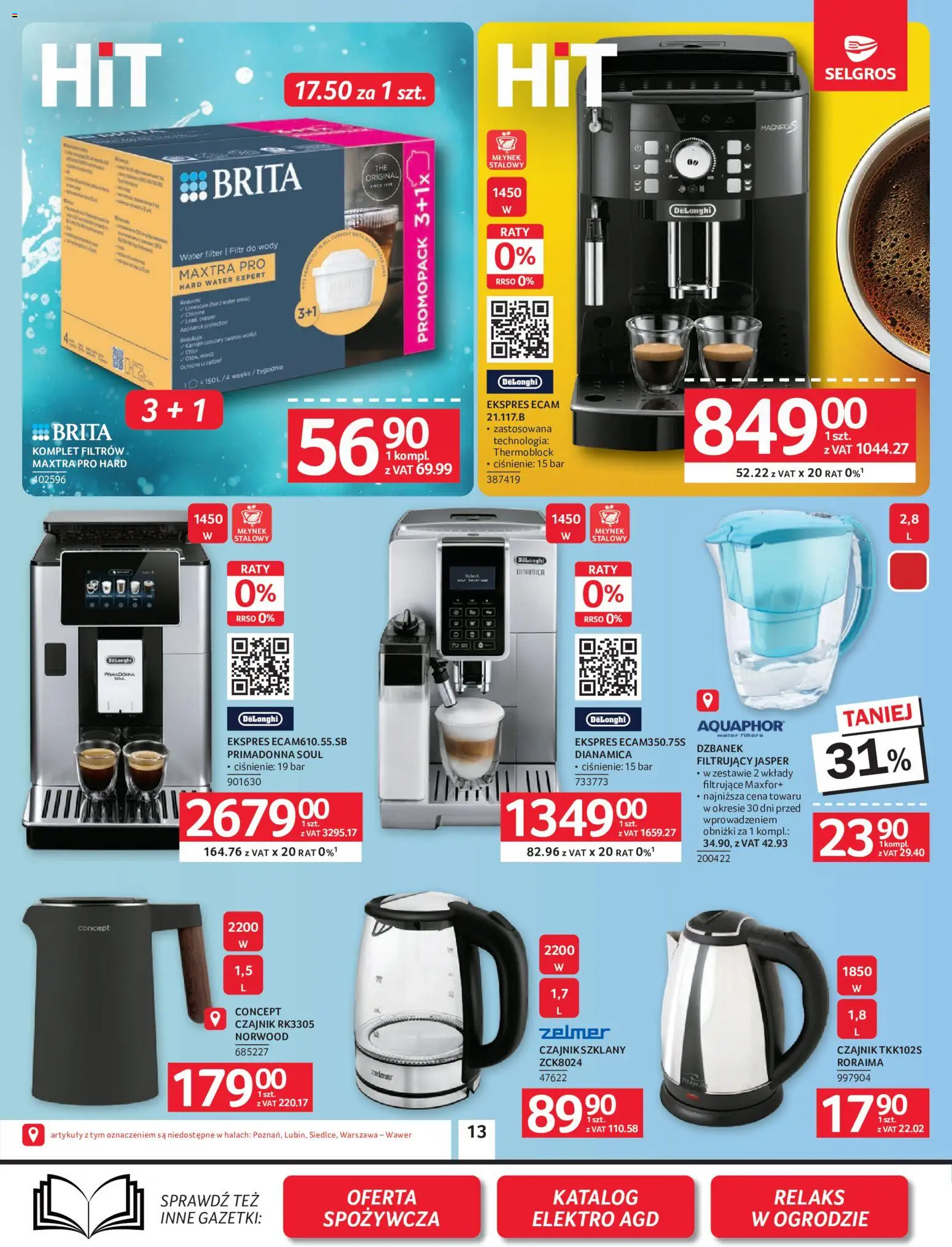 Selgros cash&carry gazetka - Oferta przemysłowa od 07.05.2026 | Strona: 15 | Produkty: Dzbanek, Filtr do wody, Czajnik, Młynek