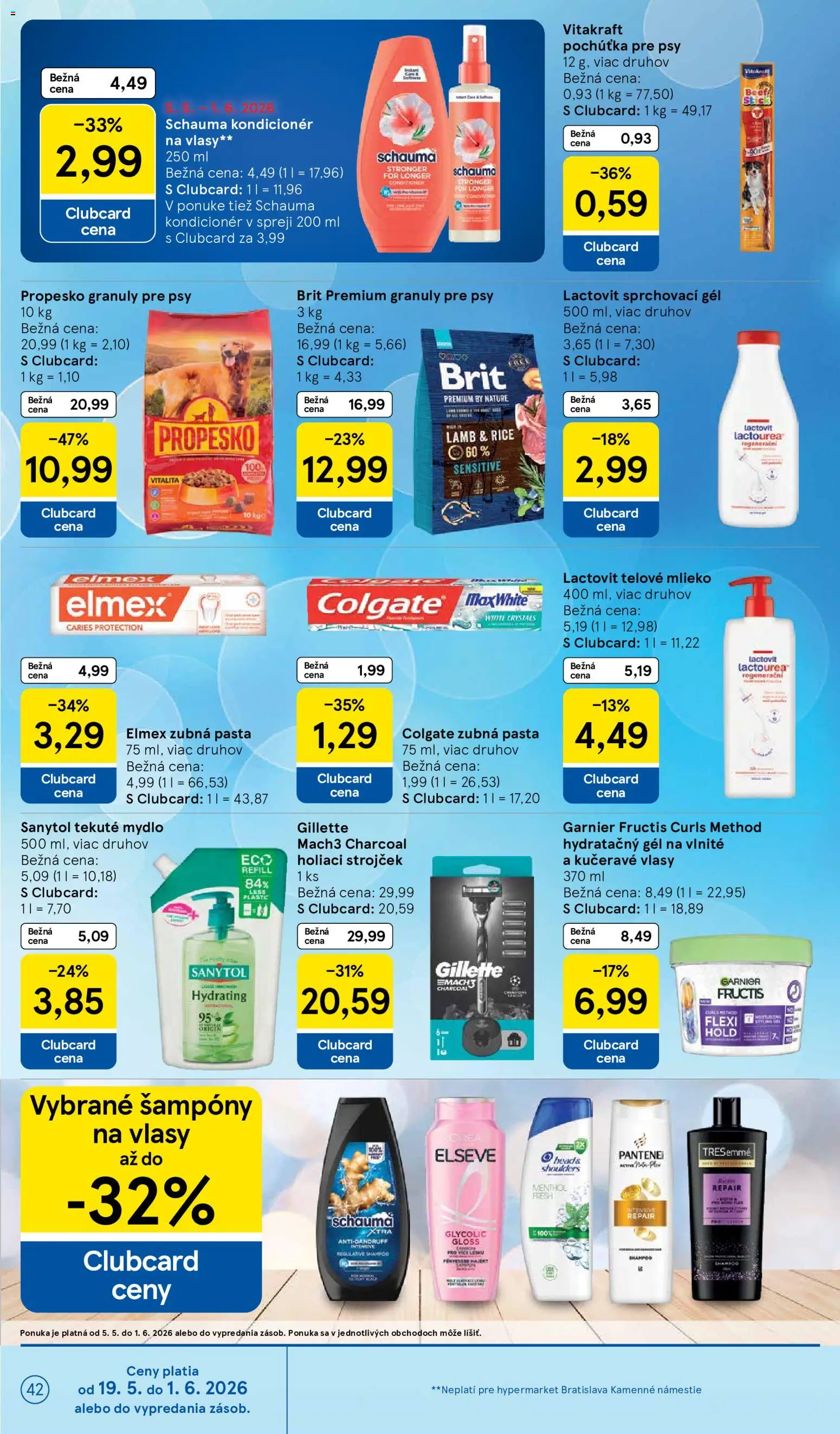 Nové Tesco akcie – leták je platný od 20.05.2026 | Strana: 42 | Produkty: Strojček, Holiaci strojček, Mlieko, Sanytol