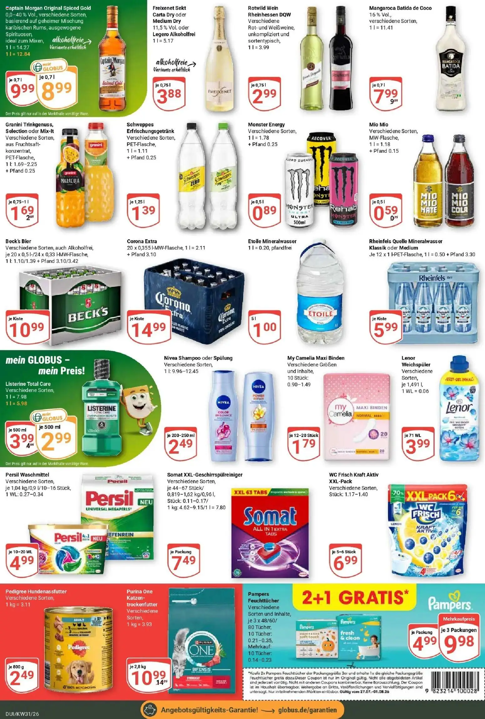 Globus Prospekt Duisburg – gültig ab 27.07.2026 | Seite: 5 | Produkte: Sekt, Shampoo, Spülung, Mineralwasser