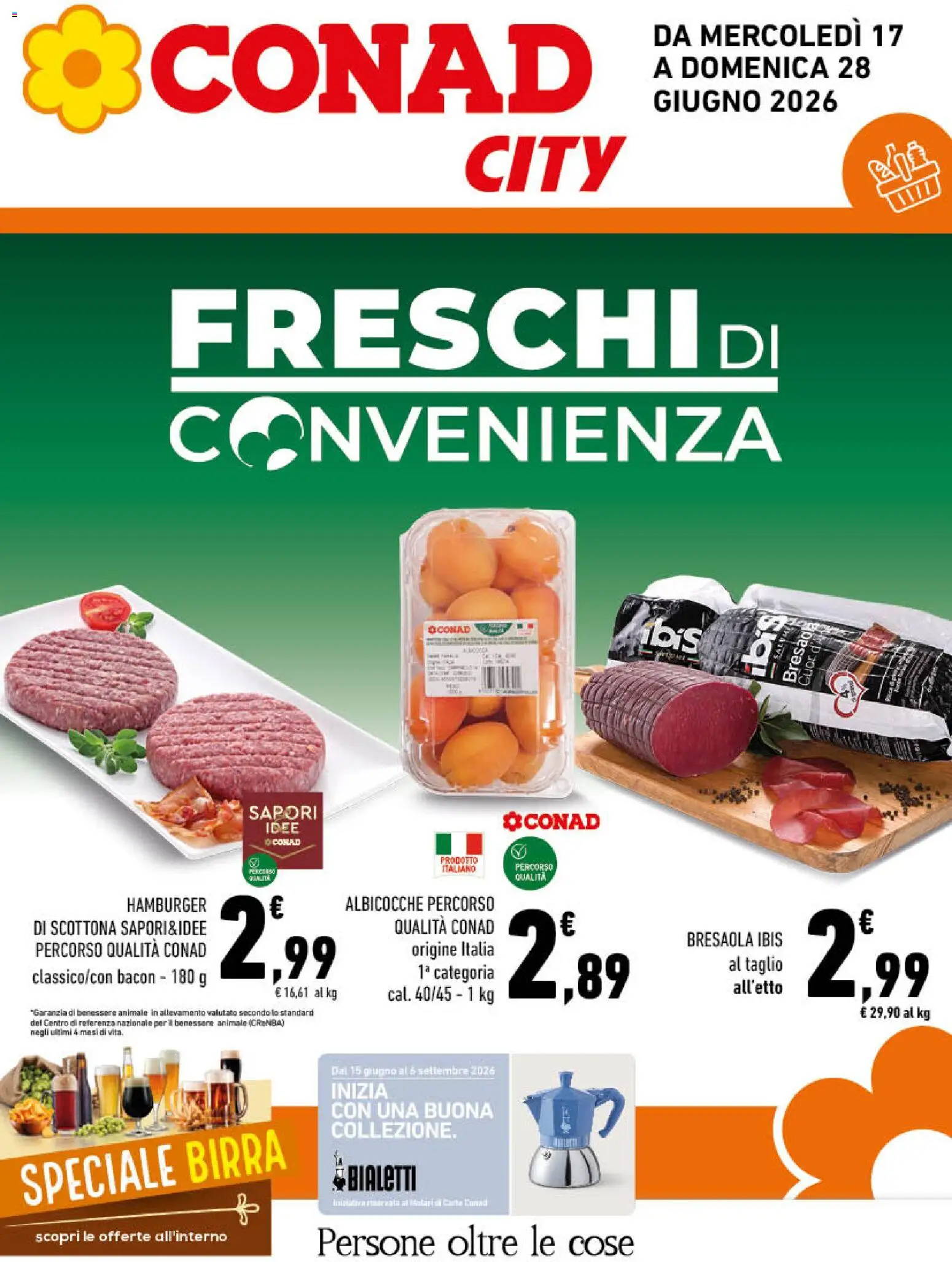 Volantino Conad del 17.06.2026 | Pagina: 1 | Prodotti: Birra, Bresaola, Albicocche, Hamburger