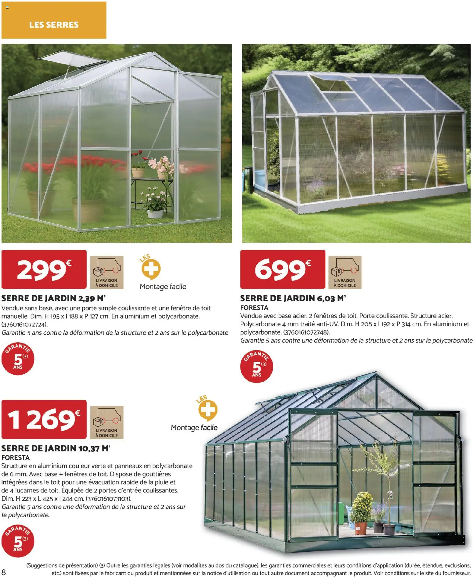 {H1} | Page: 8 | Produits: Base, Serre de jardin, Porte, Portes