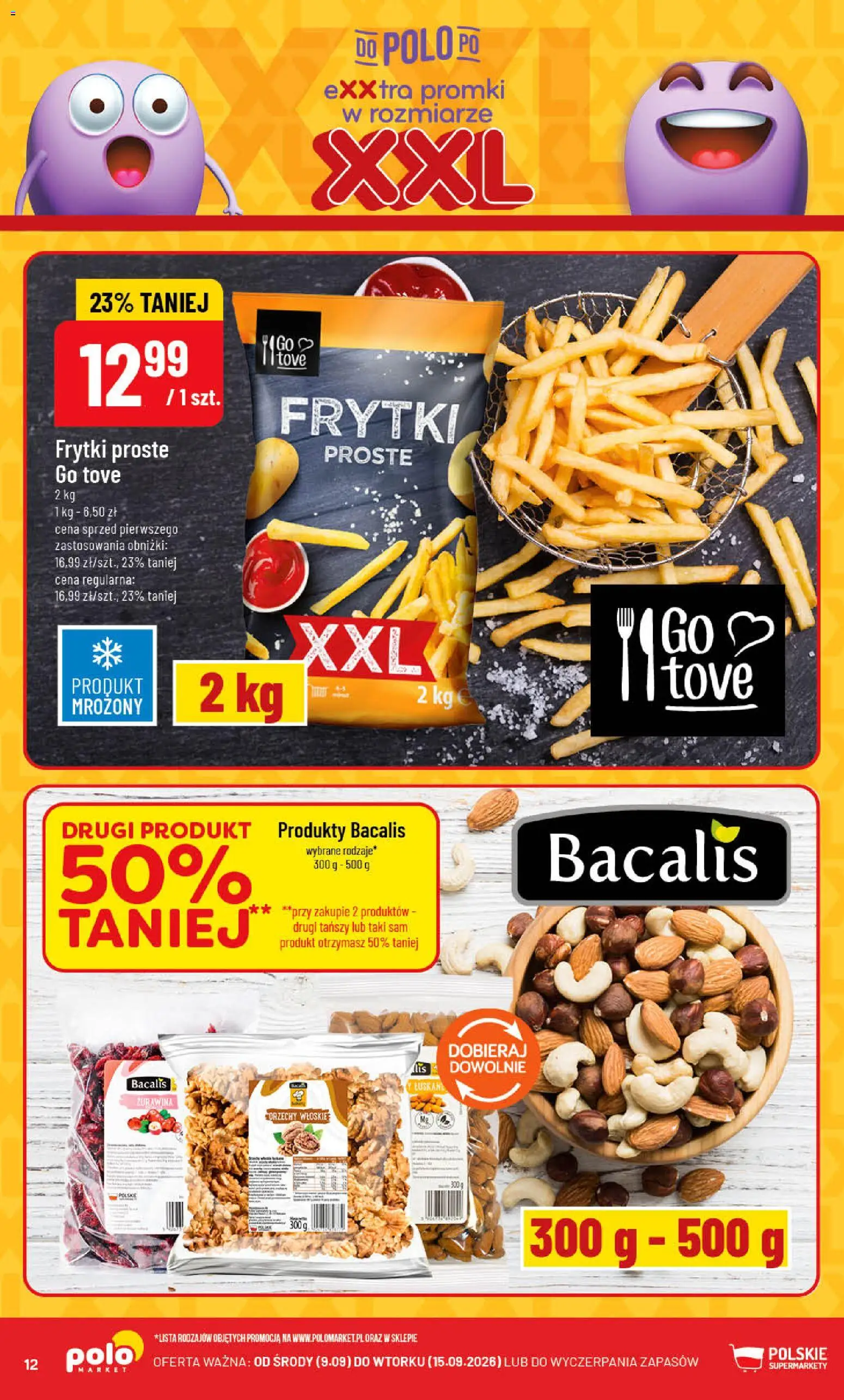 POLOmarket gazetka od 09.09.2026 | Strona: 12 | Produkty: Orzechy włoskie, Żurawina, Frytki, Orzechy
