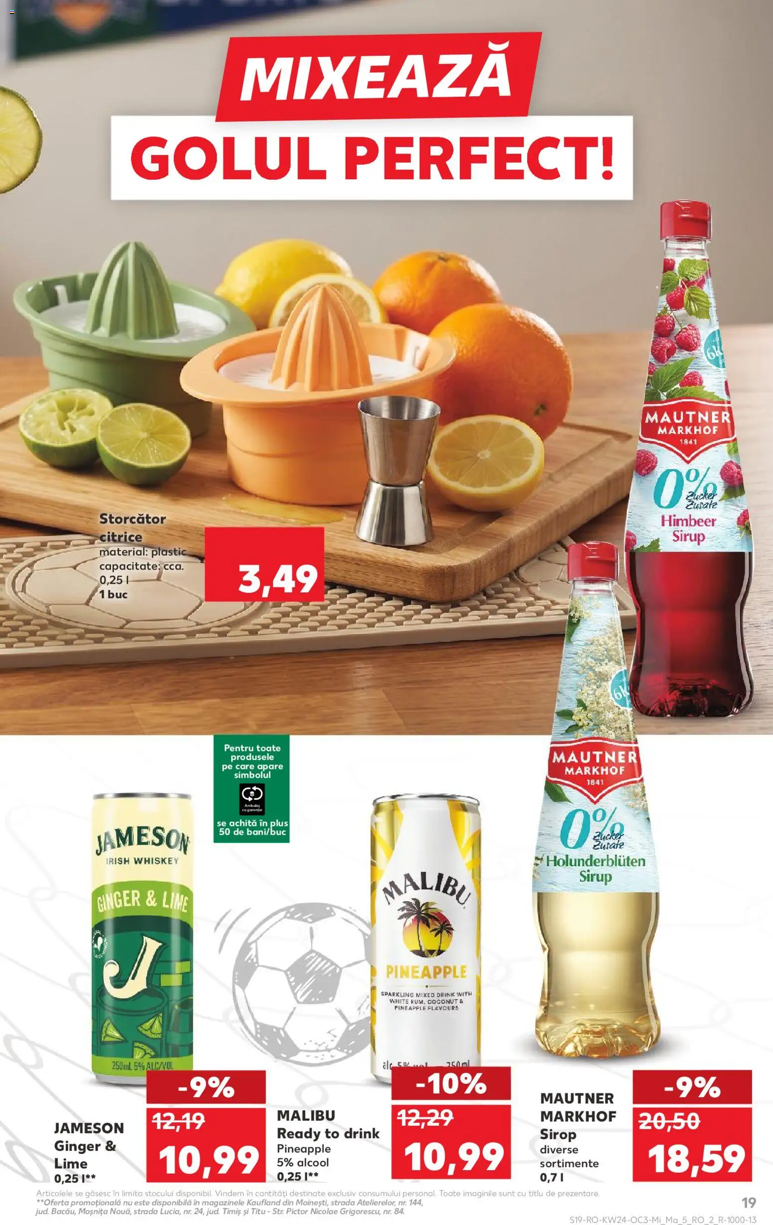 Noul catalog Kaufland – valabil de la 10.06.2026 | Pagină: 19 | Produse: Lime, Cocktail, Sirop, Whiskey