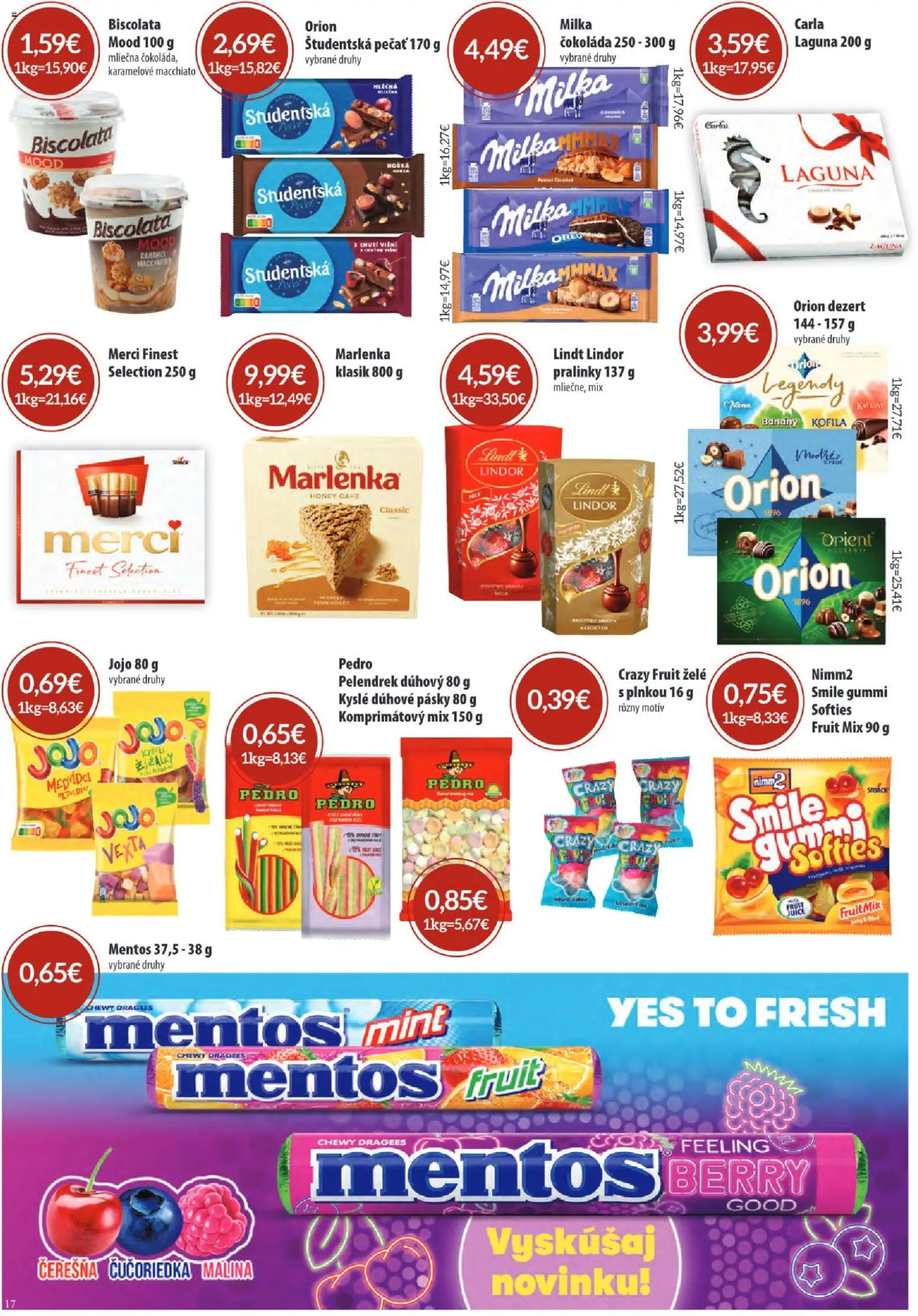 Nové Sintra akcie – leták je platný od 04.06.2026 | Strana: 17 | Produkty: Lindor, Merci, Čokoláda, Marlenka