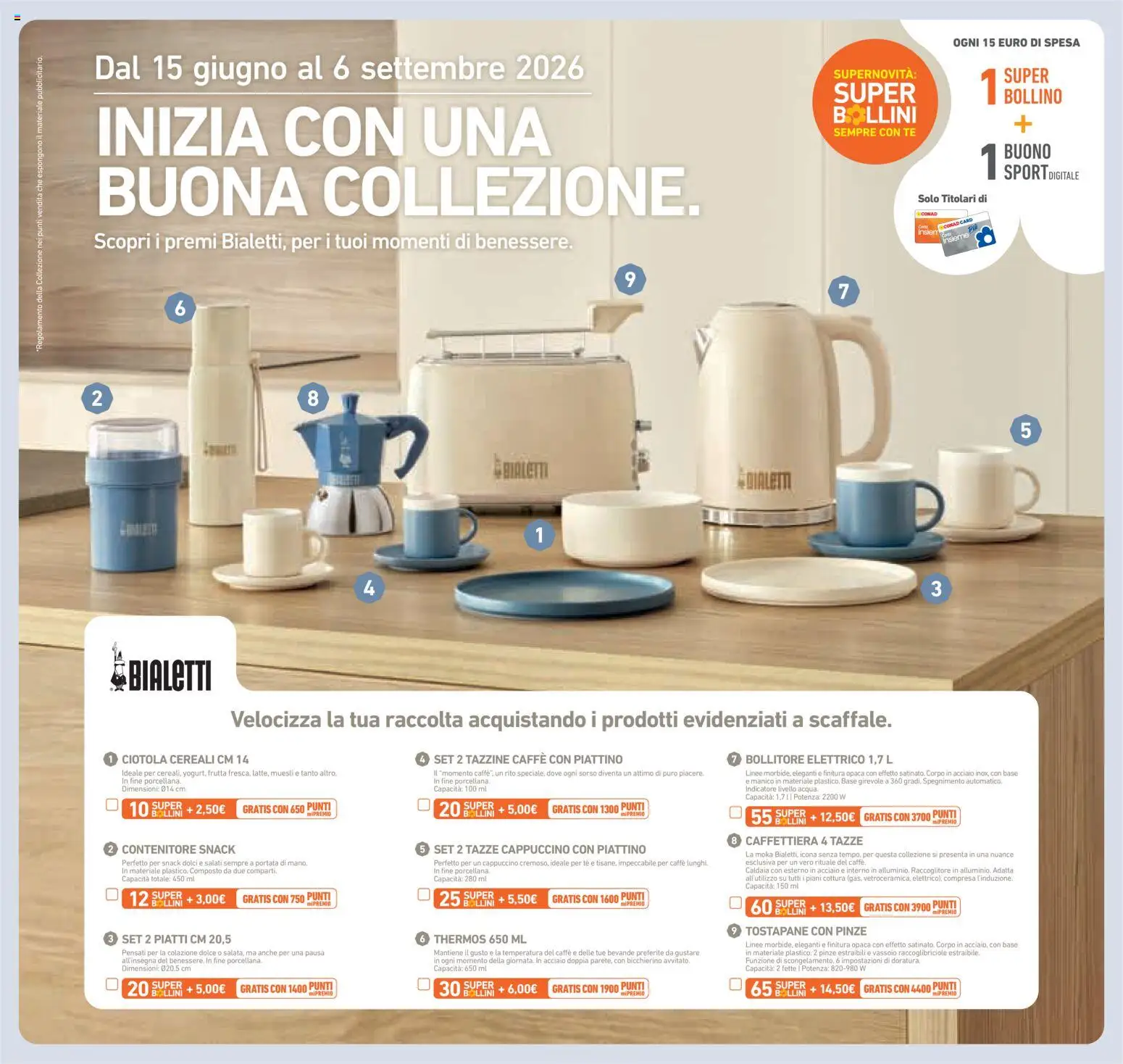 Volantino Conad del 17.06.2026 | Pagina: 2 | Prodotti: Muesli, Tè, Vassoio, Tostapane