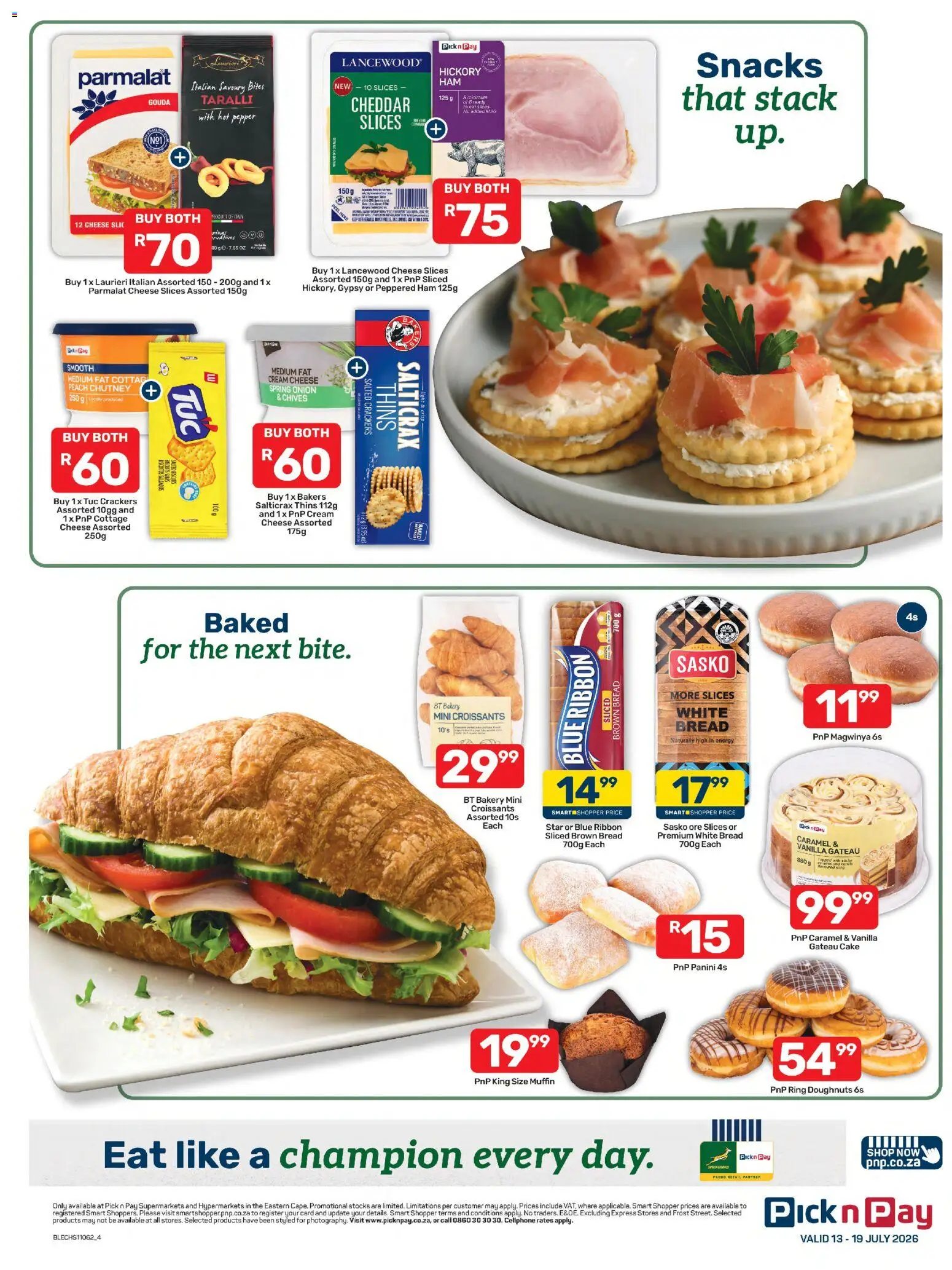 New Pick n Pay catalogue – valid from 13/07/2026 | Page: 4 | Products: Chutney, Light, Ham, Snacks