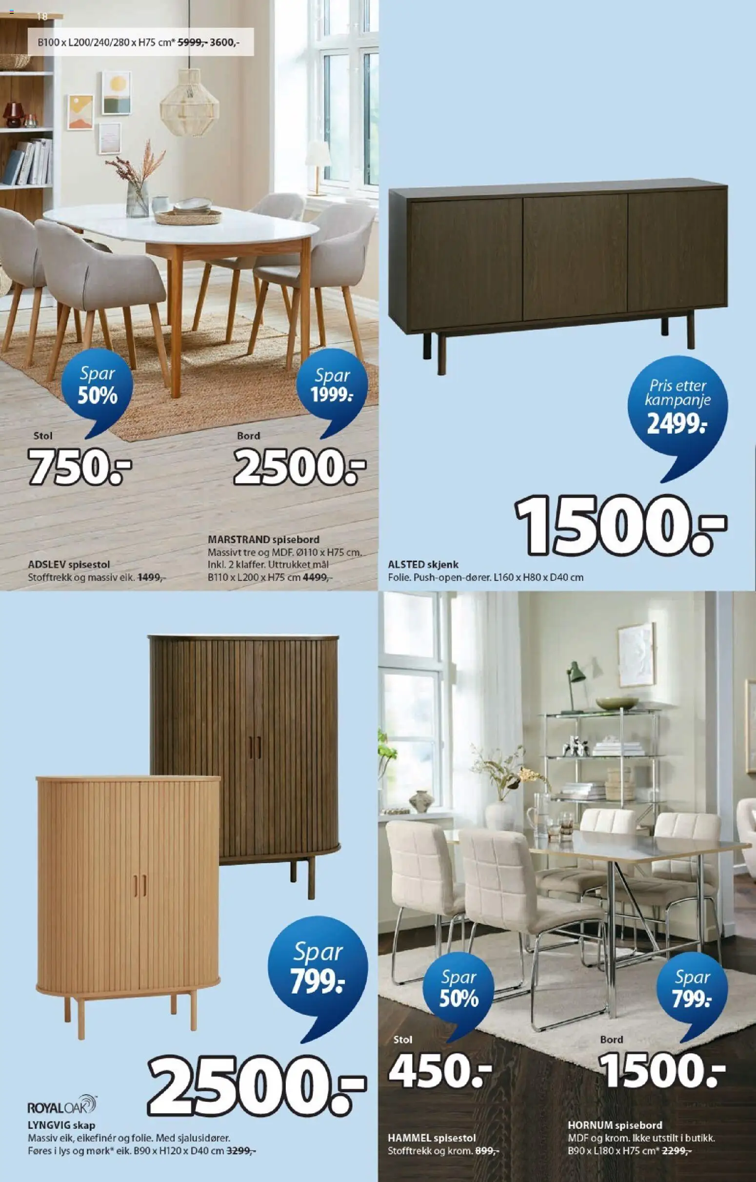{H1} | Side: 18 | Produkter: Spisebord, Skap, Bord, Stol