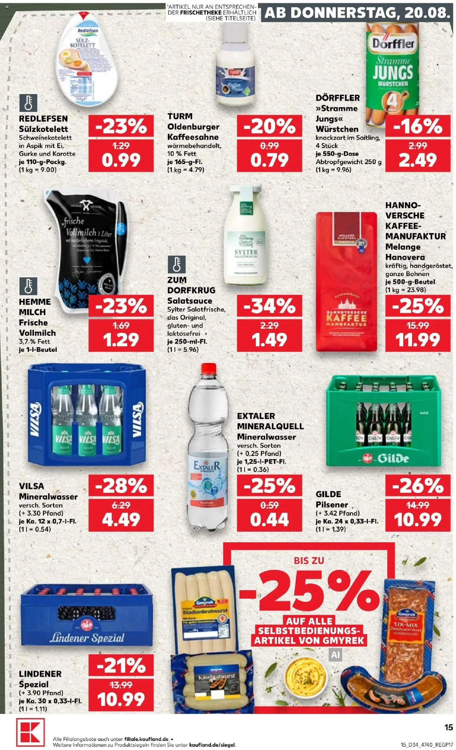 Kaufland Prospekt Hannover – gültig ab 20.08.2026 | Seite: 17 | Produkte: Milch, Kaffee, Mineralwasser, Karotte