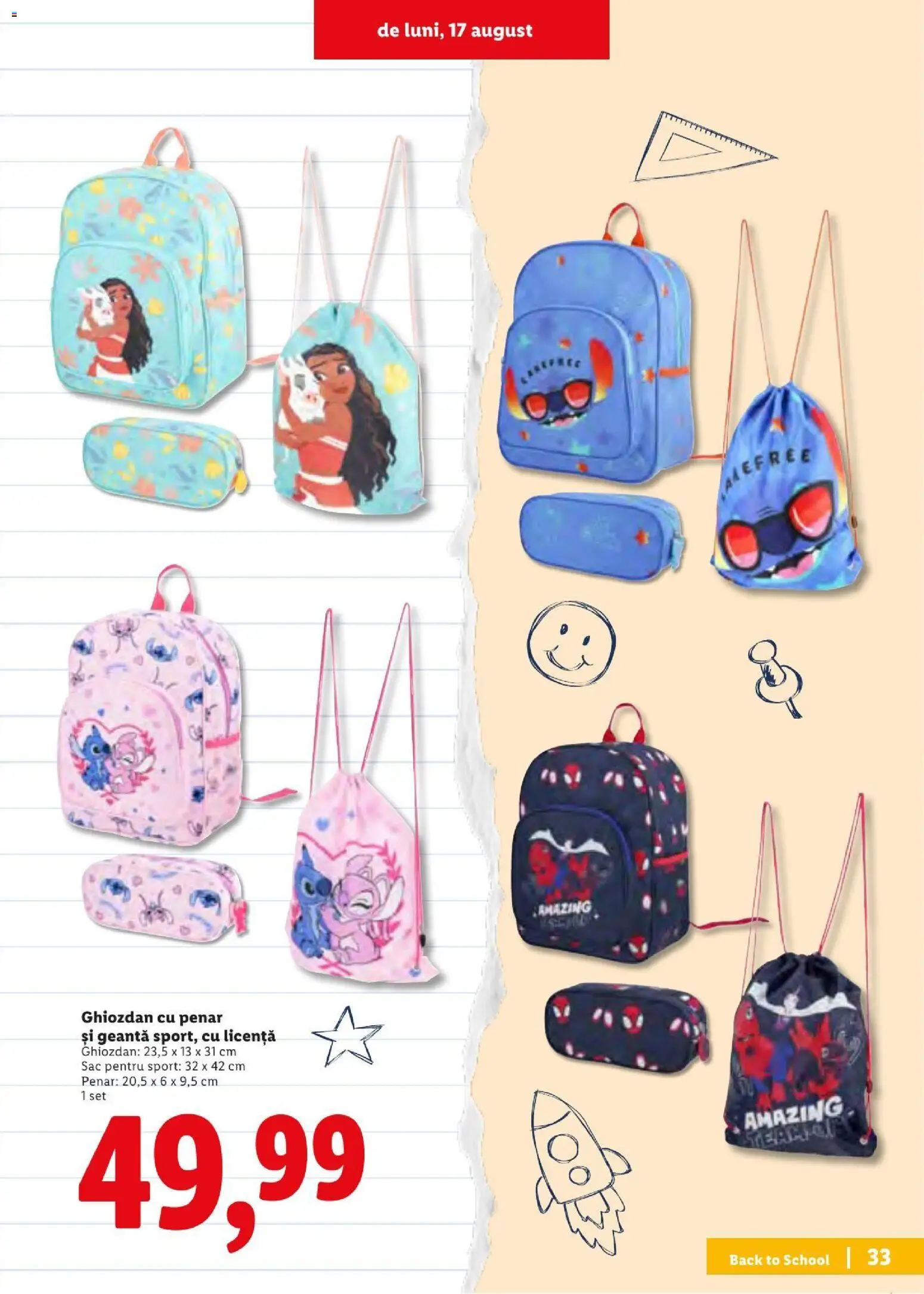 Noul catalog Lidl – valabil de la 10.08.2026 | Pagină: 33 | Produse: Geantă, Ghiozdan