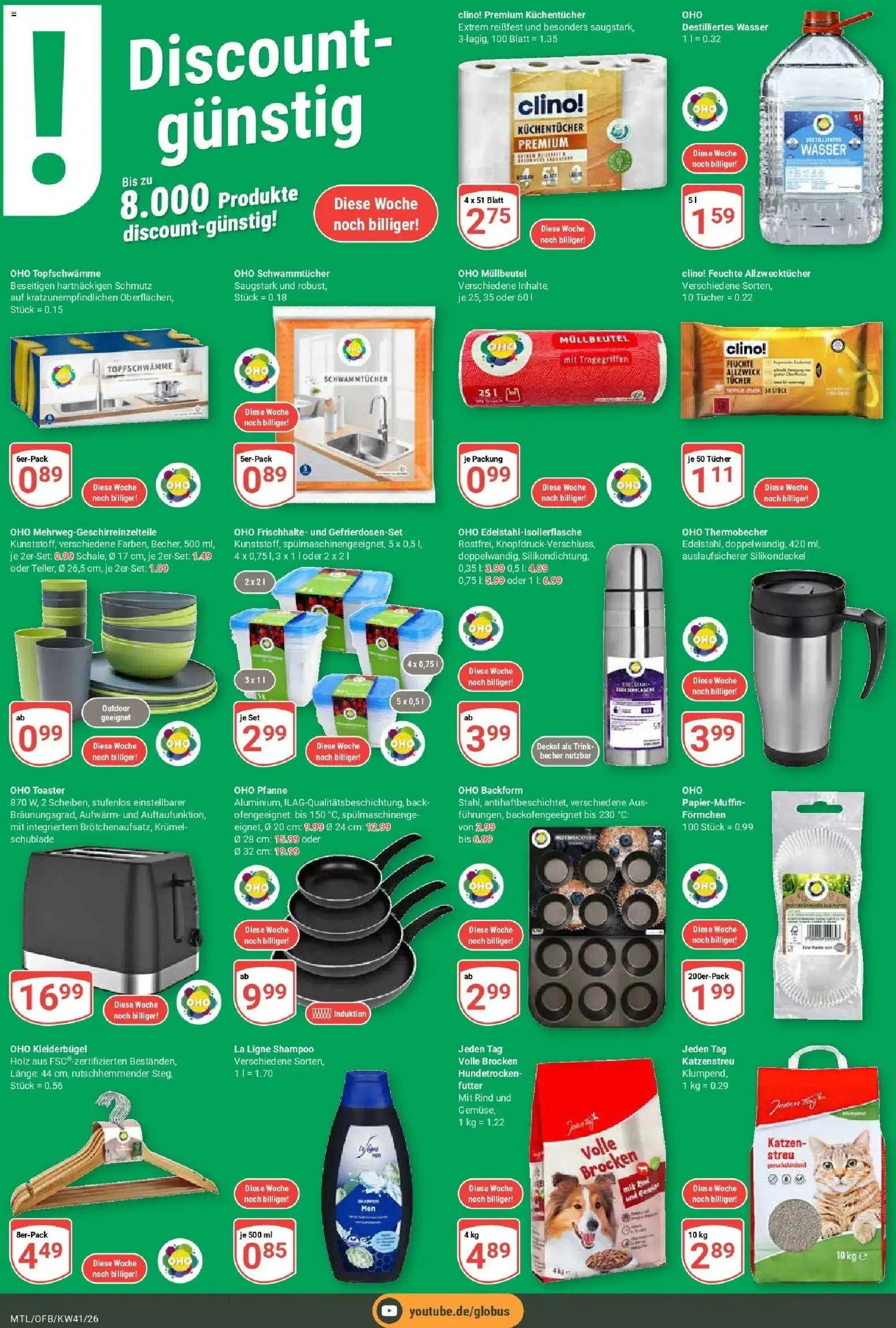 Globus Prospekt Maintal-Dörnigheim (ab 05.10.2026) » Angebote online | Seite: 12 | Produkte: Toaster, Kleiderbügel, Shampoo, Wasser
