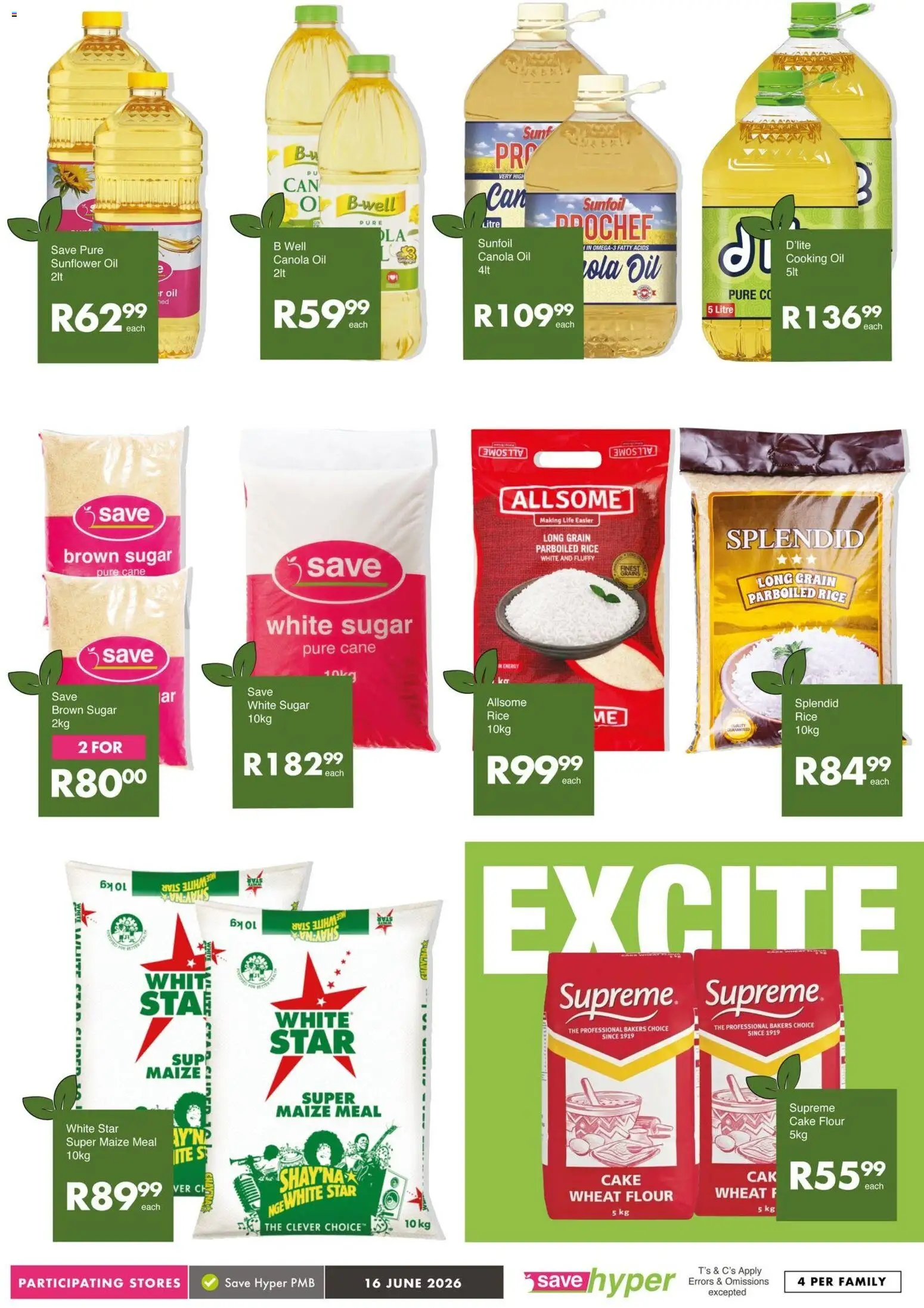 New Save catalogue – valid from 16.06.2026 | Page: 7 | Products: Flour, Oil, Rice, Sugar
