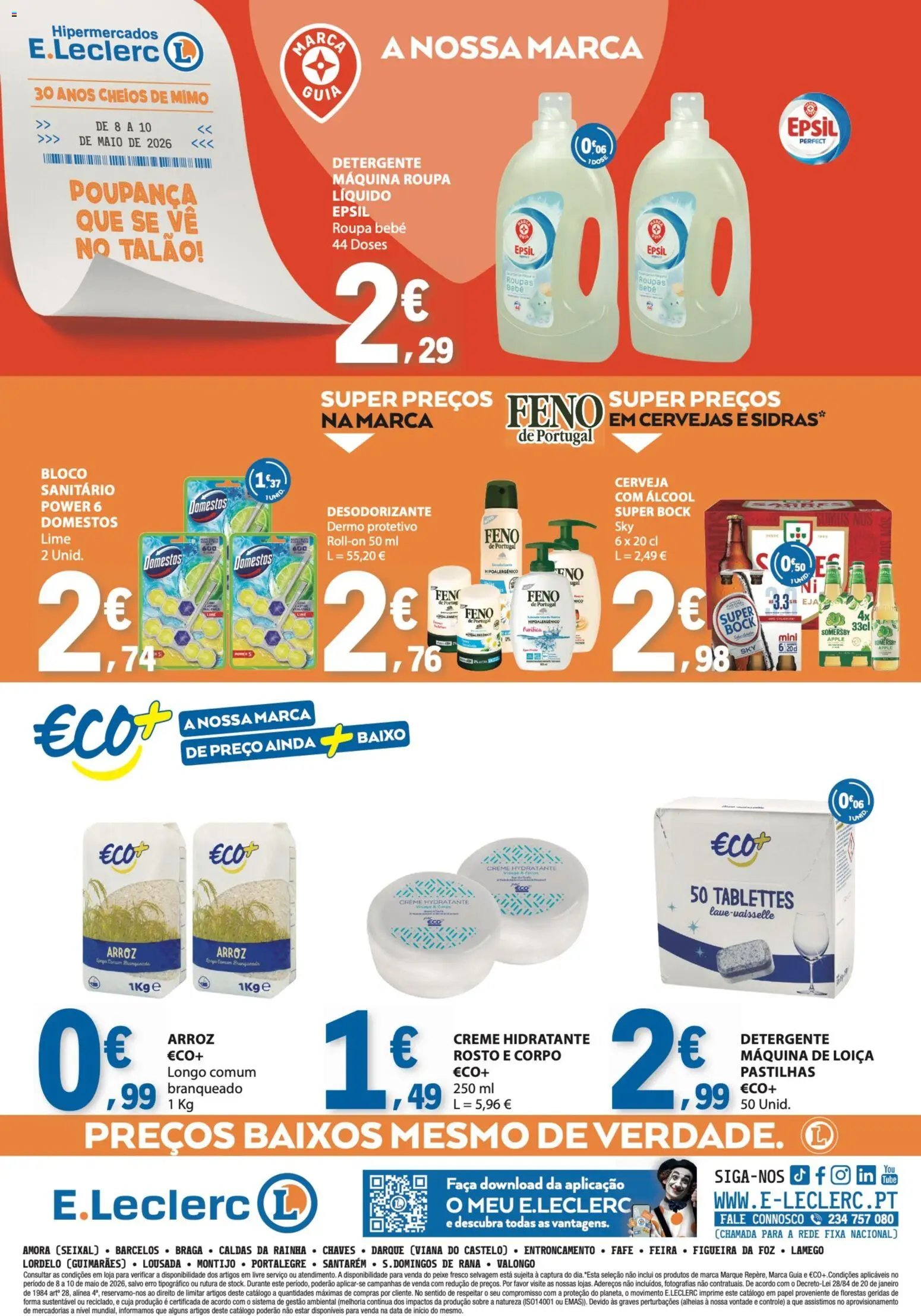 E.Leclerc Catálogo Fim de Semana │ válido de 08.05.2026 | Página: 4 | Produtos: Super bock, Desodorizante, Peixe, Roupas