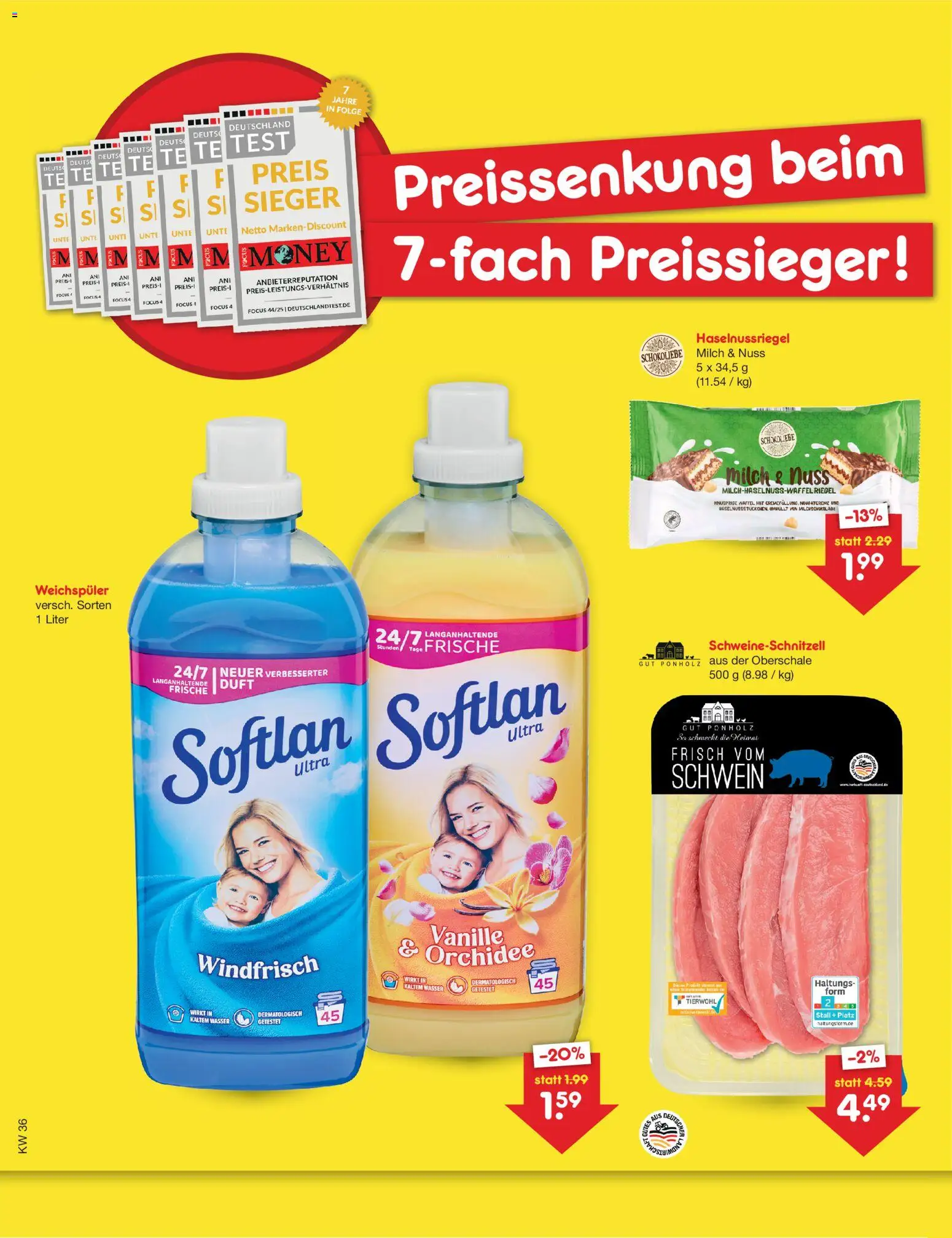 Netto Marken-Discount Preissenkung auf Dauer – gültig ab 07.09.2026 | Seite: 1 | Produkte: Milch, Duft, Wasser, Weichspüler