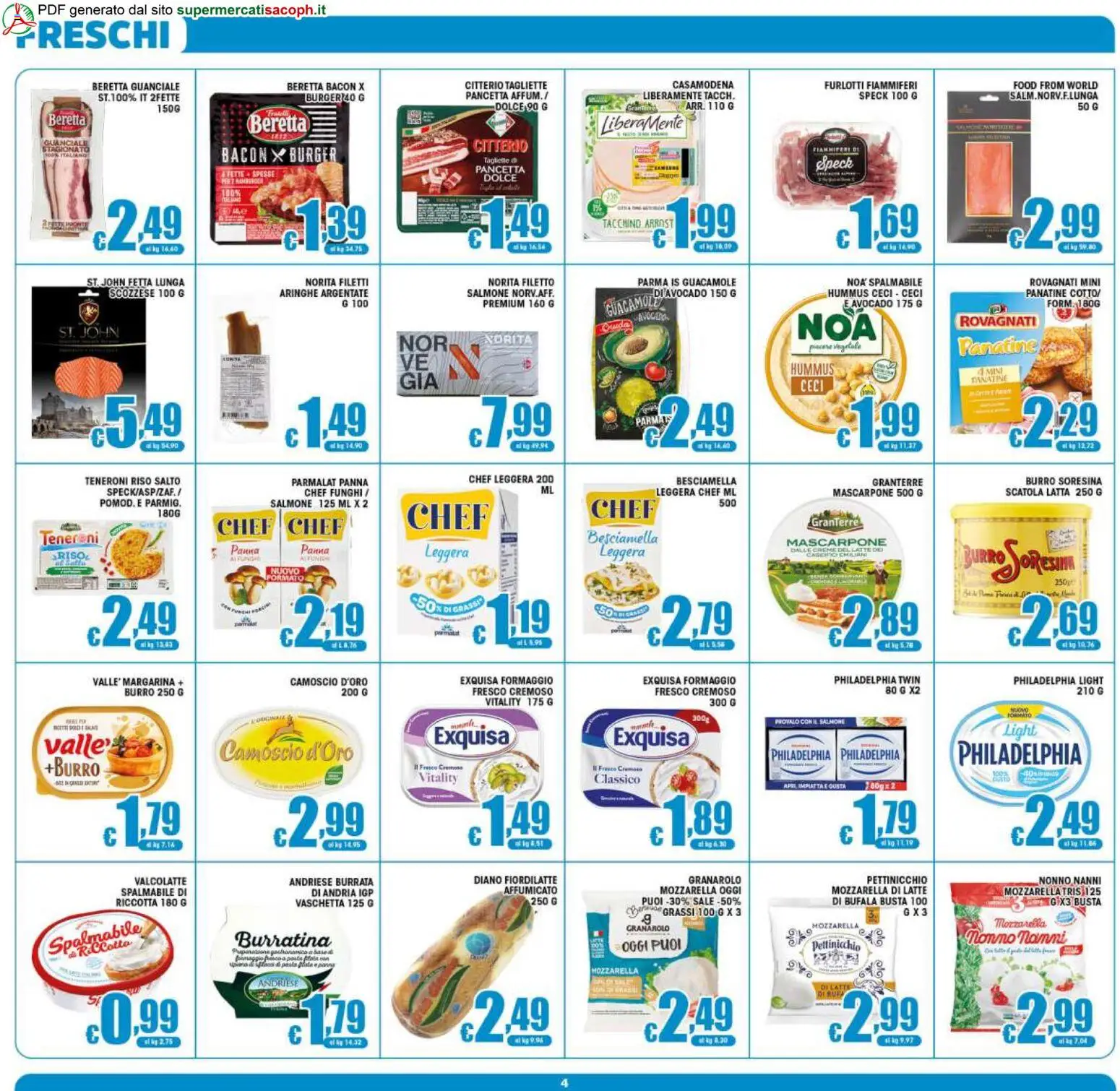 Volantino Sacoph del 21/08/2026 | Pagina: 4 | Prodotti: Panna, Latte, Funghi, Burrata