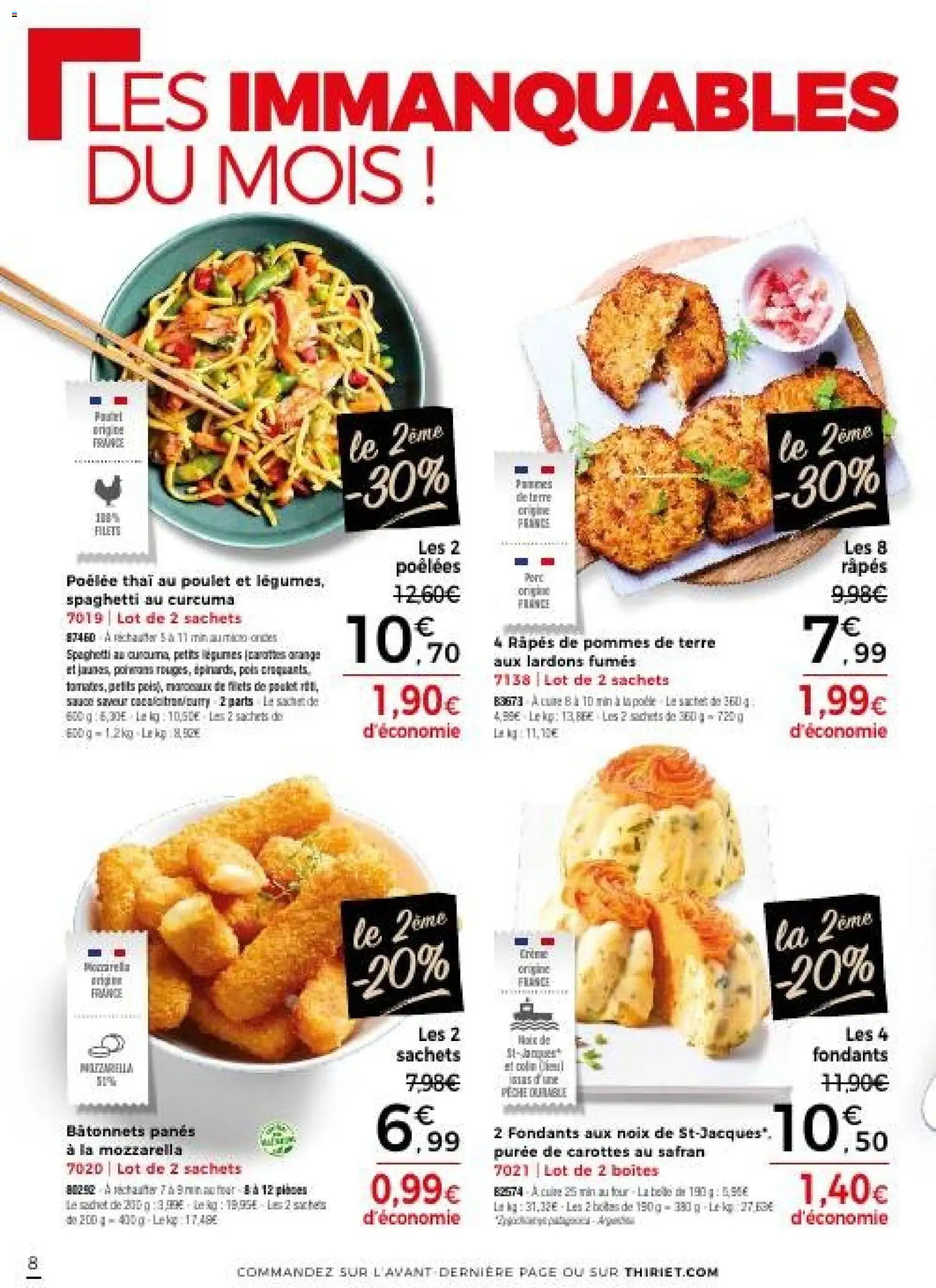 {H1} | Page: 8 | Produits: Spaghetti, Lardons, Mozzarella, Noix