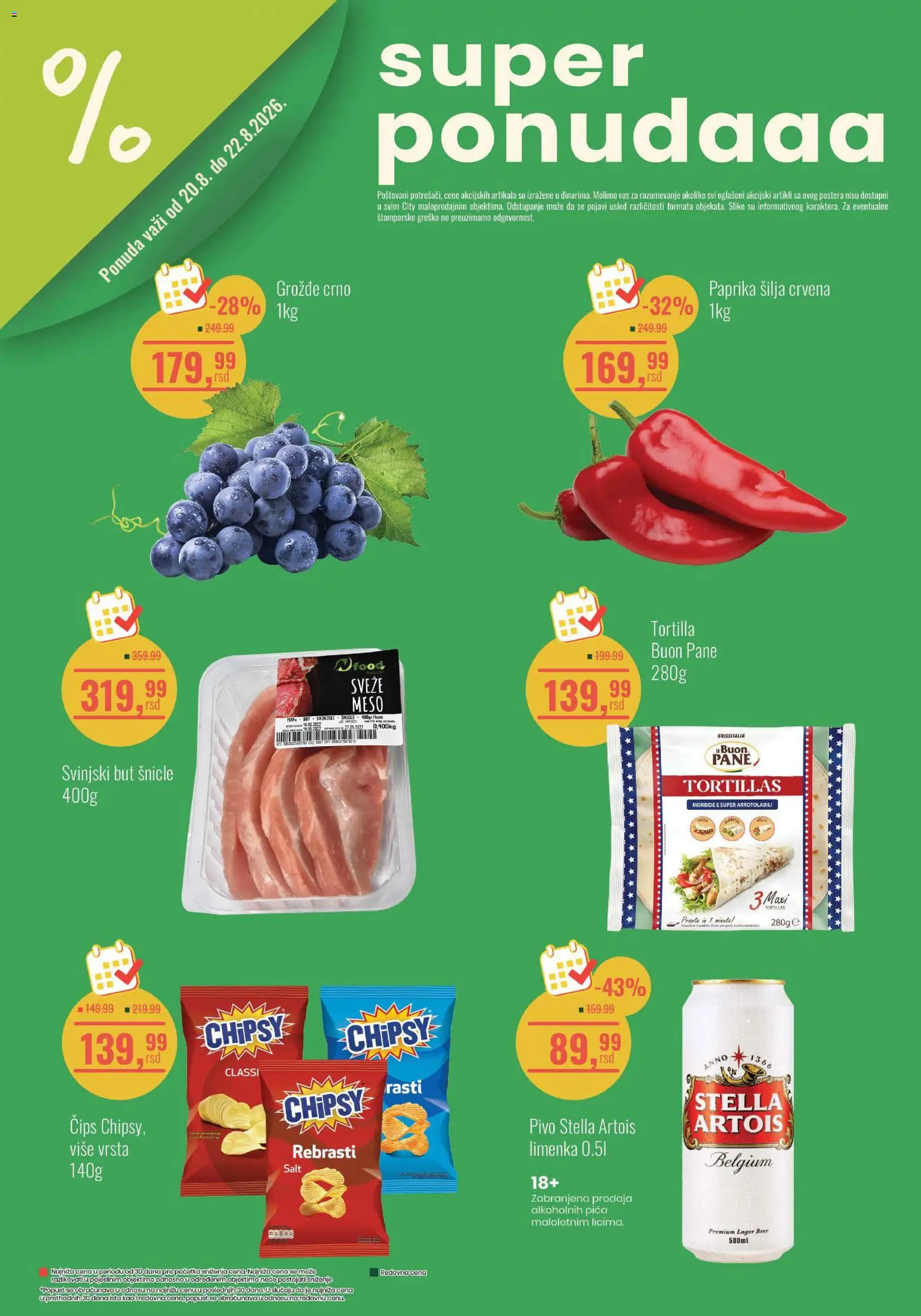 Aroma Market katalog - važi od 20.08.2026 | Strana: 1 | Proizvode: Čips, Paprika, Pica, Pivo