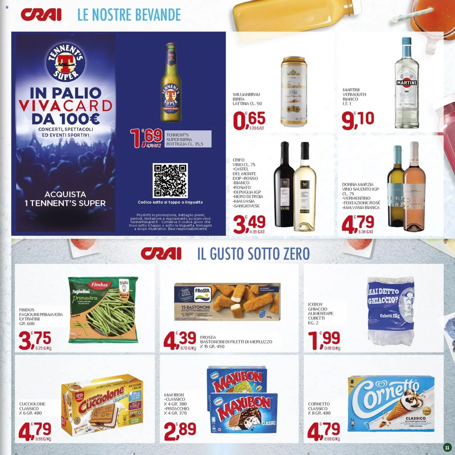 Volantino CRAI del 06/08/2026 | Pagina: 11 | Prodotti: Tennent's, Cornetto, Vino, Gioco