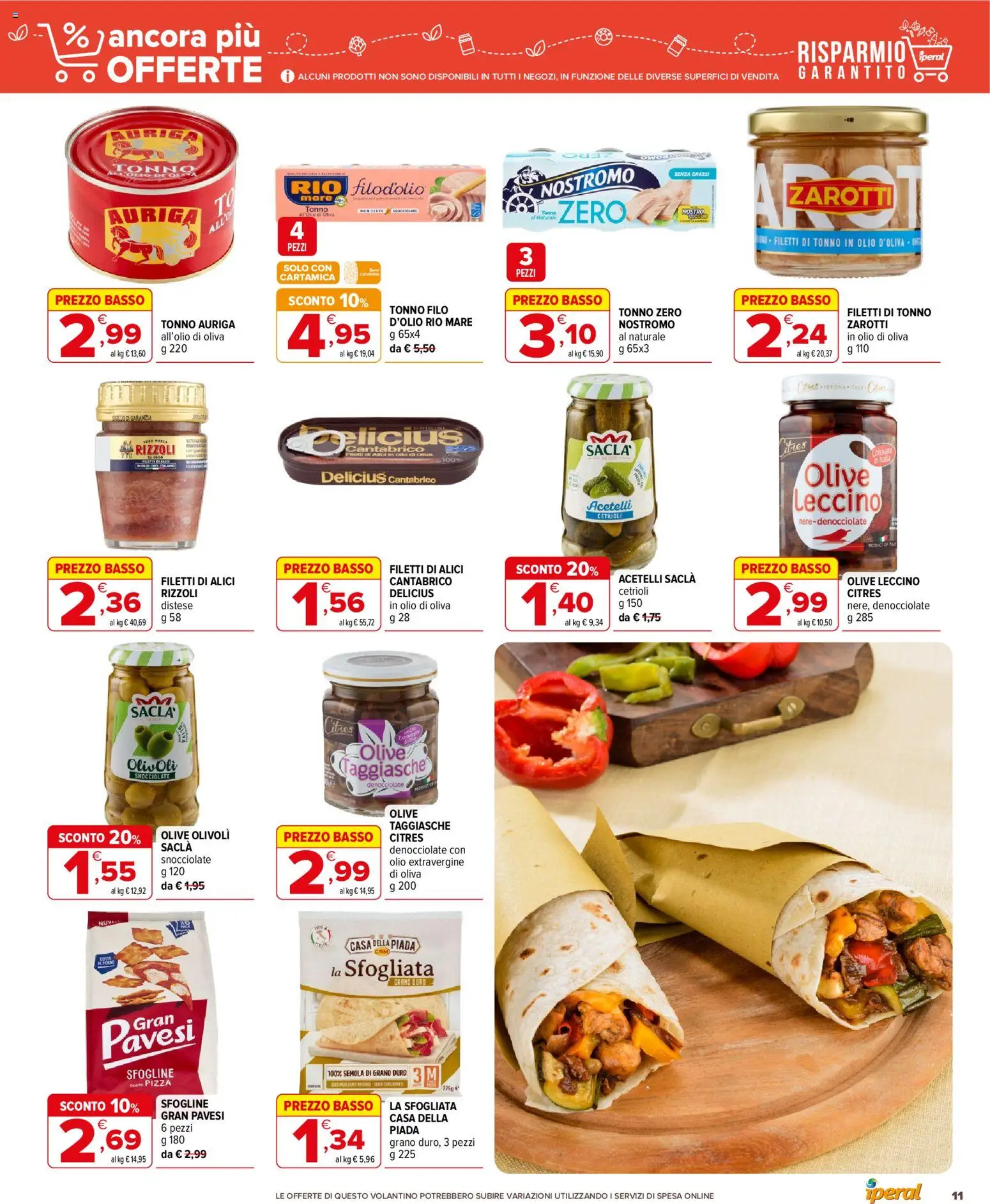 Volantino Iperal del 28/10/2026 | Pagina: 11 | Prodotti: Pizza, Basso, Semola, Olio di Oliva