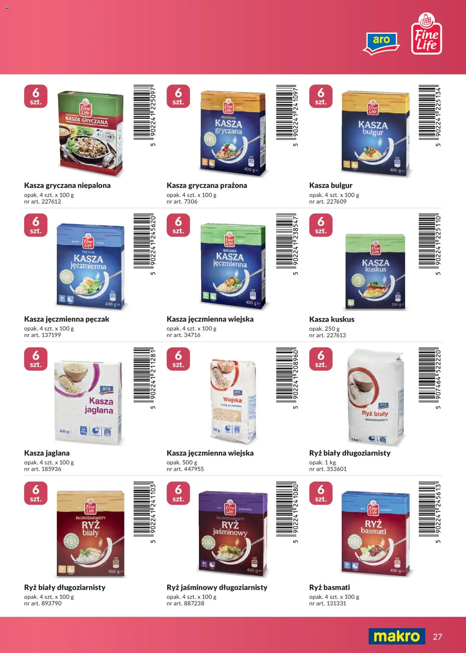 Makro gazetka - Marki własne dla Twojego sklepu od 23.04.2026 | Strona: 27 | Produkty: Kasza, Kasza jęczmienna, Ryż, Kasza jaglana