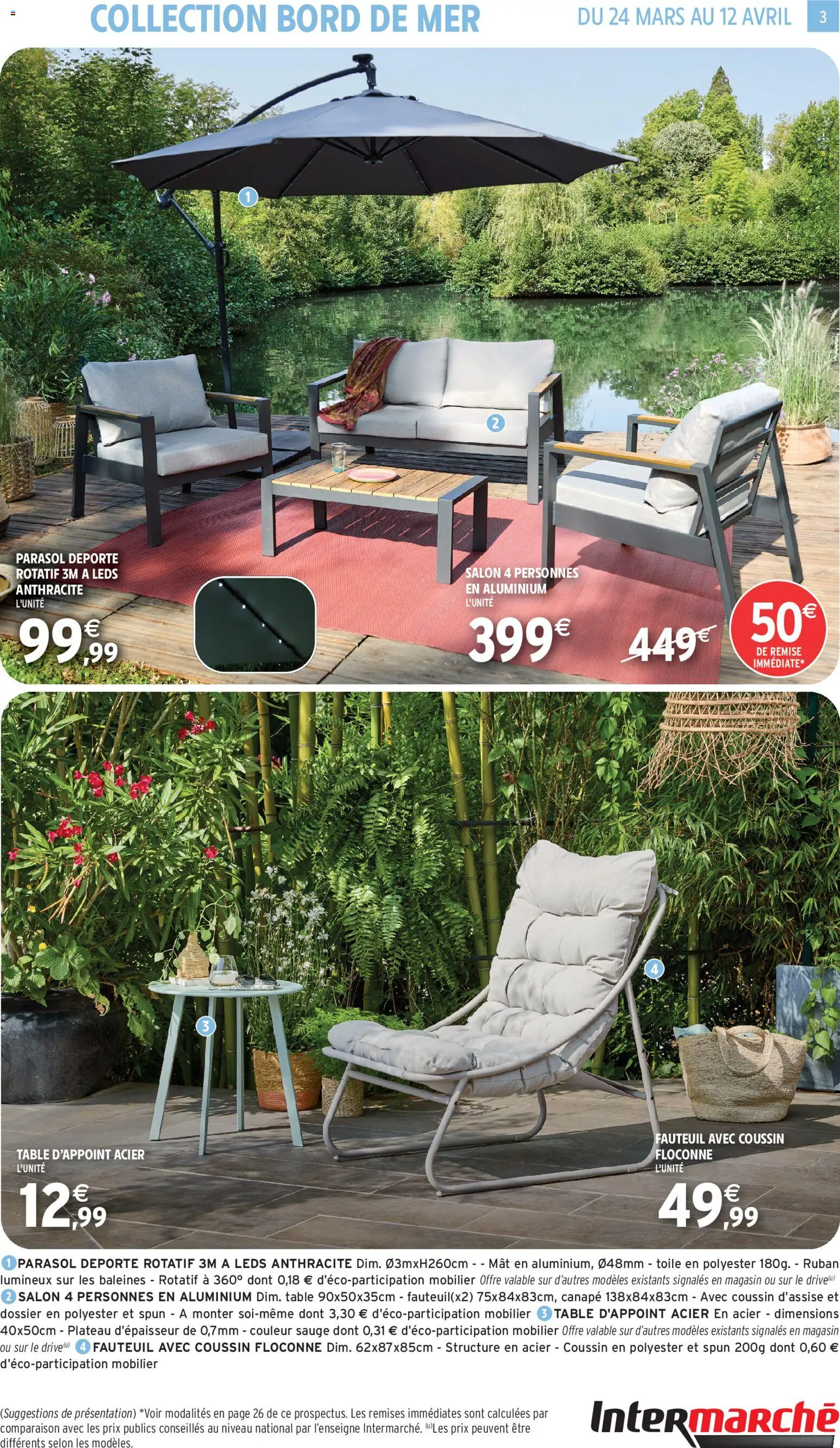 {H1} | Page: 3 | Produits: Plateau, Fauteuil, Parasol déporté, Parasol