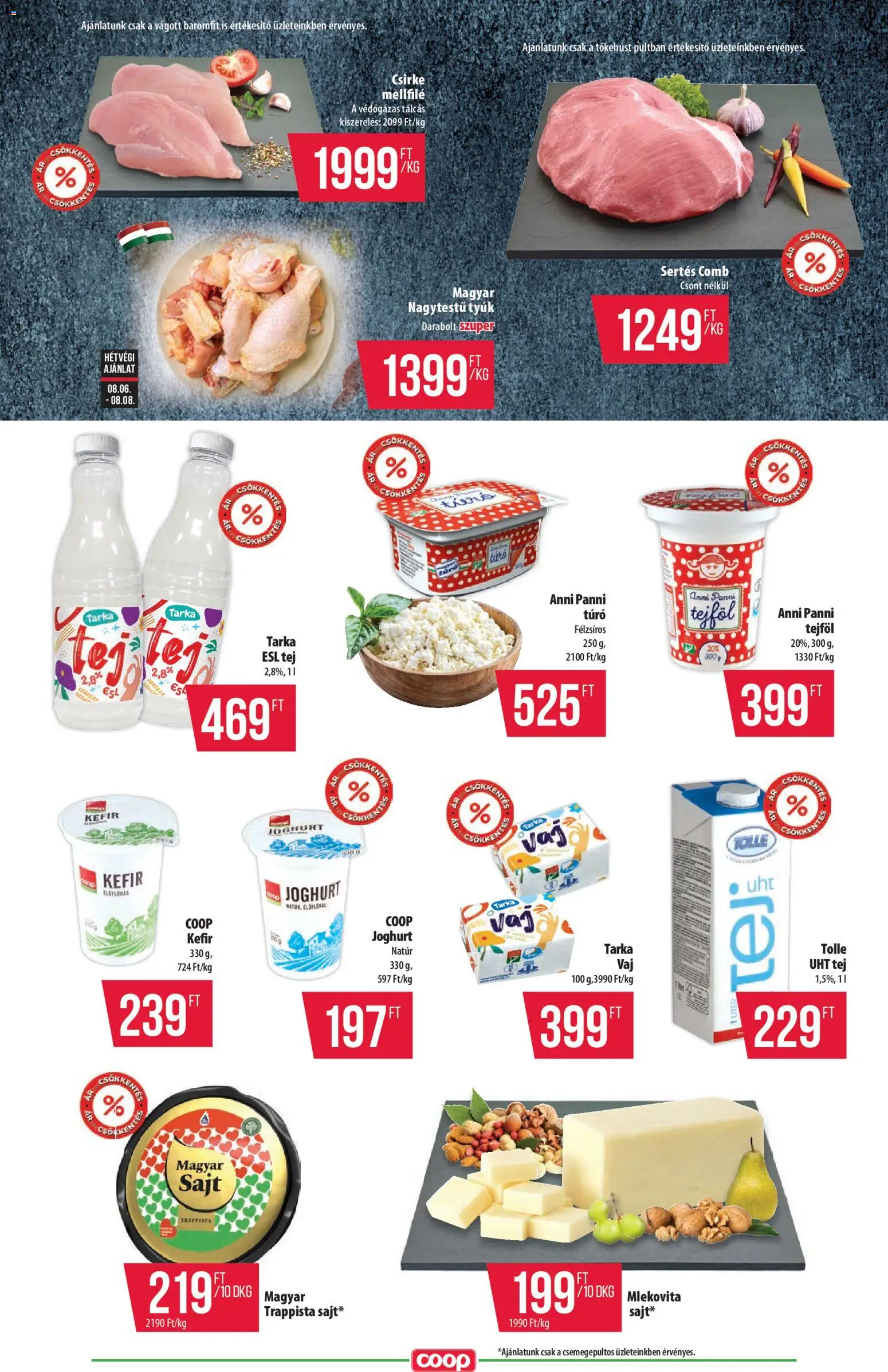 COOP akciós ujság - amely érvényes a következő dátumtól: 2026.08.06. | Oldal: 3 | Termékek: Sajt, Joghurt, Tejföl, Túró