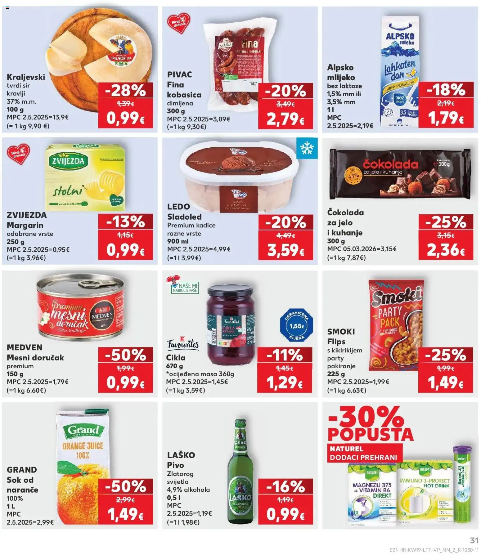 Kaufland katalog | vrijedi od 06.05.2026 | Stranica: 31 | Proizvodi: Naranče, Ledo, Sladoled, Kobasica