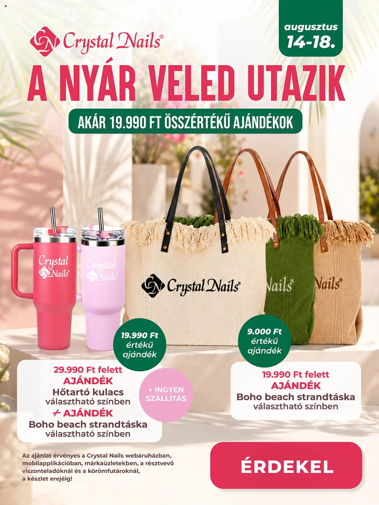 Crystal Nails akciós ujság - amely érvényes a következő dátumtól: 2026.08.14. | Oldal: 1 | Termékek: Strandtáska, Kulacs