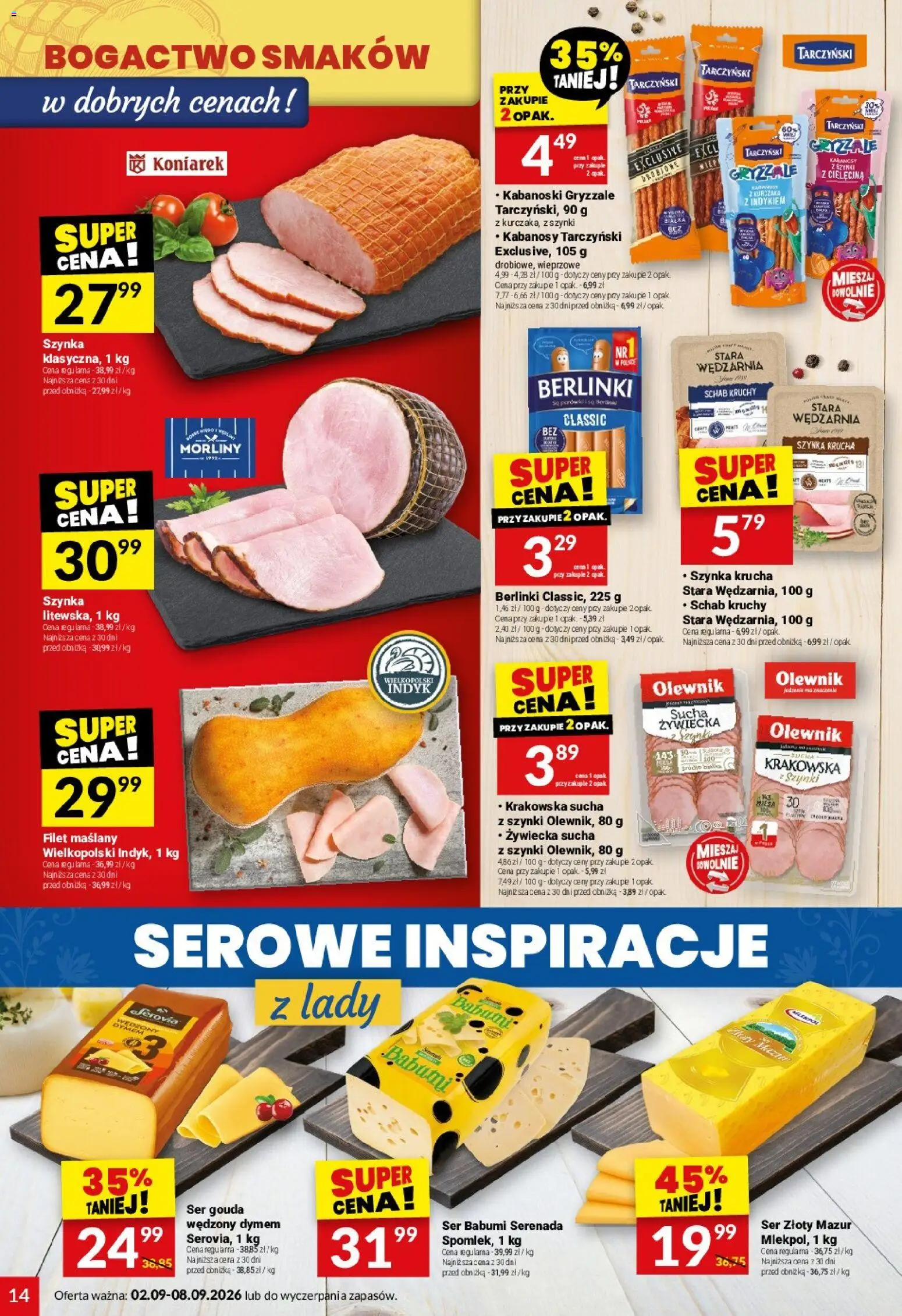 Twój Market gazetka od 02.09.2026 | Strona: 14 | Produkty: Kabanosy, Filet, Cielęcina, Ser gouda