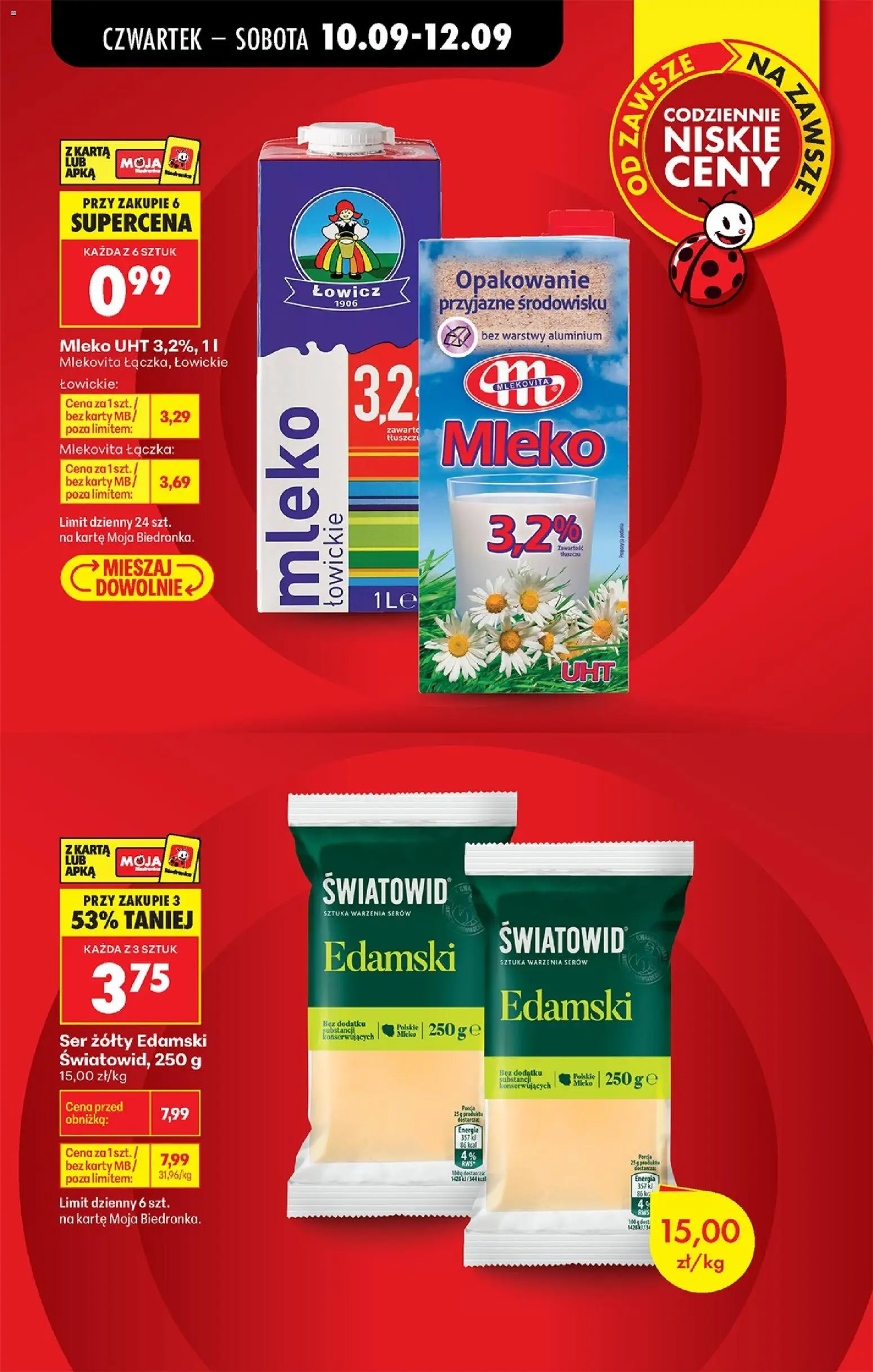 Biedronka Polsko leták - Codziennie niskie ceny od 10.09.2026 | Strana: 7 | Produkty: Mléko, Karty