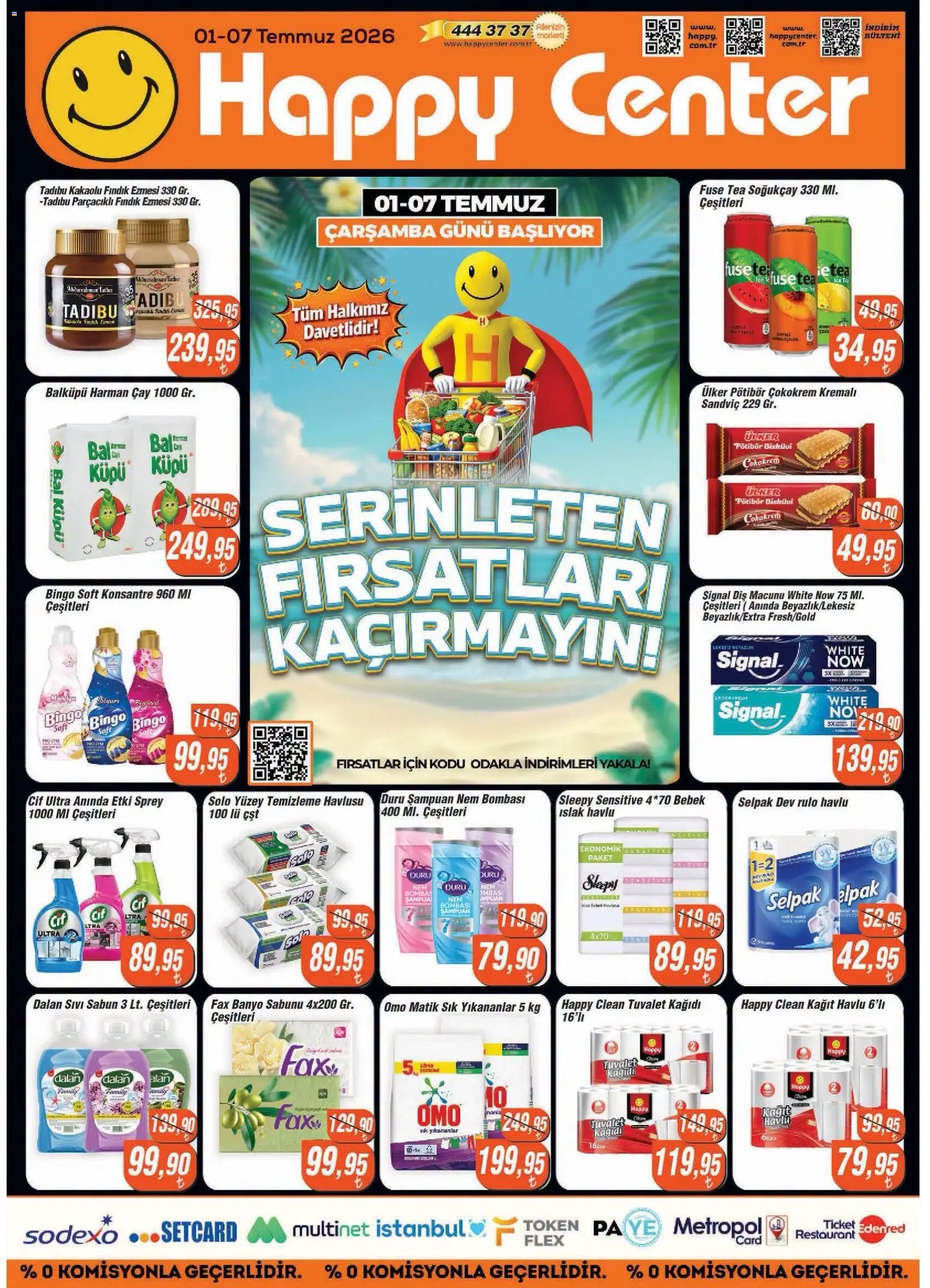 Happy Center Katalog - 01 Temmuz 2026 tarihinden itibaren geçerlidir | Sayfa: 1 | Ürünler: Fuse tea, Tuvalet, Sabun, Kağıt havlu