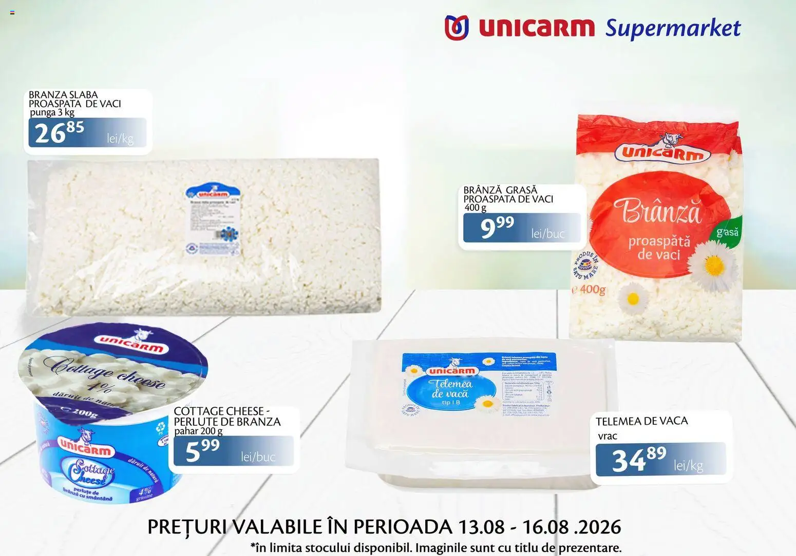 Noul catalog Unicarm – valabil de la 13.08.2026 | Pagină: 4 | Produse: Pungă, Brânză, Smântână