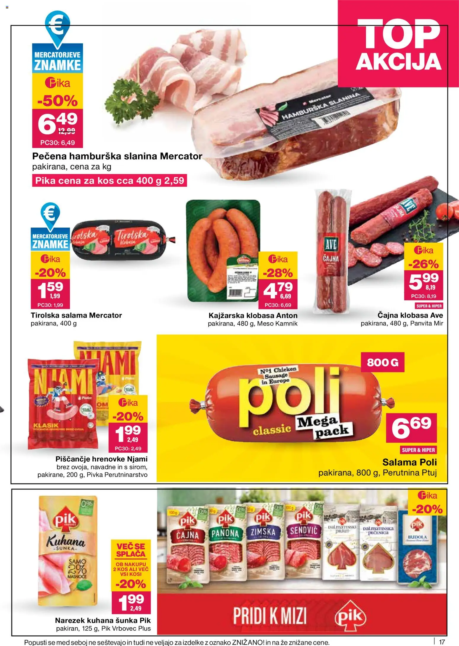 Novi Mercator katalog ponudbe – veljaven od 07.05.2026 | Stran: 17 | Izdelki: Narezek, Kos, Slanina, Salama