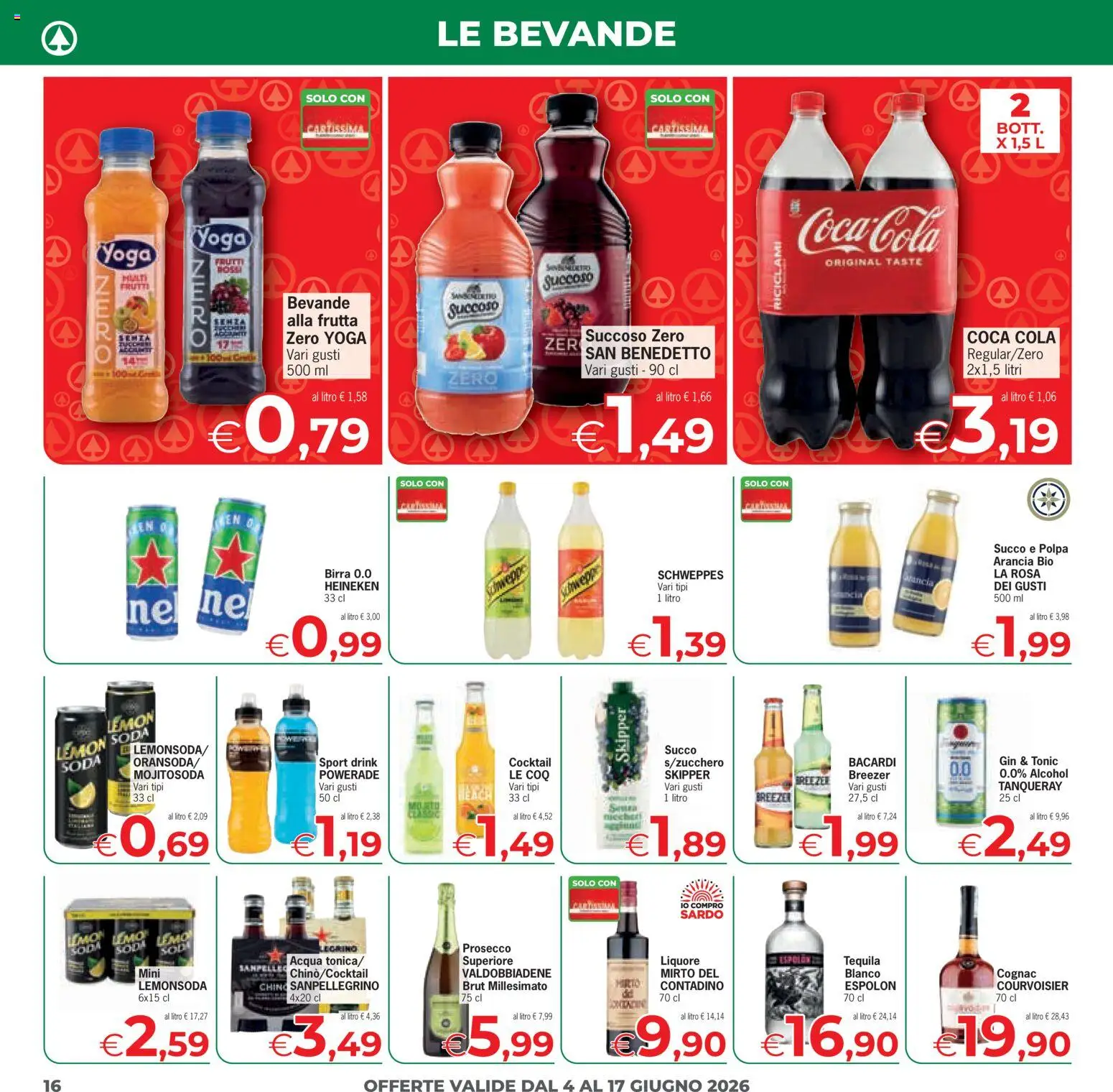 Volantino Despar del 04/06/2026 | Pagina: 16 | Prodotti: Succo, Acqua, Liquore, Coca Cola