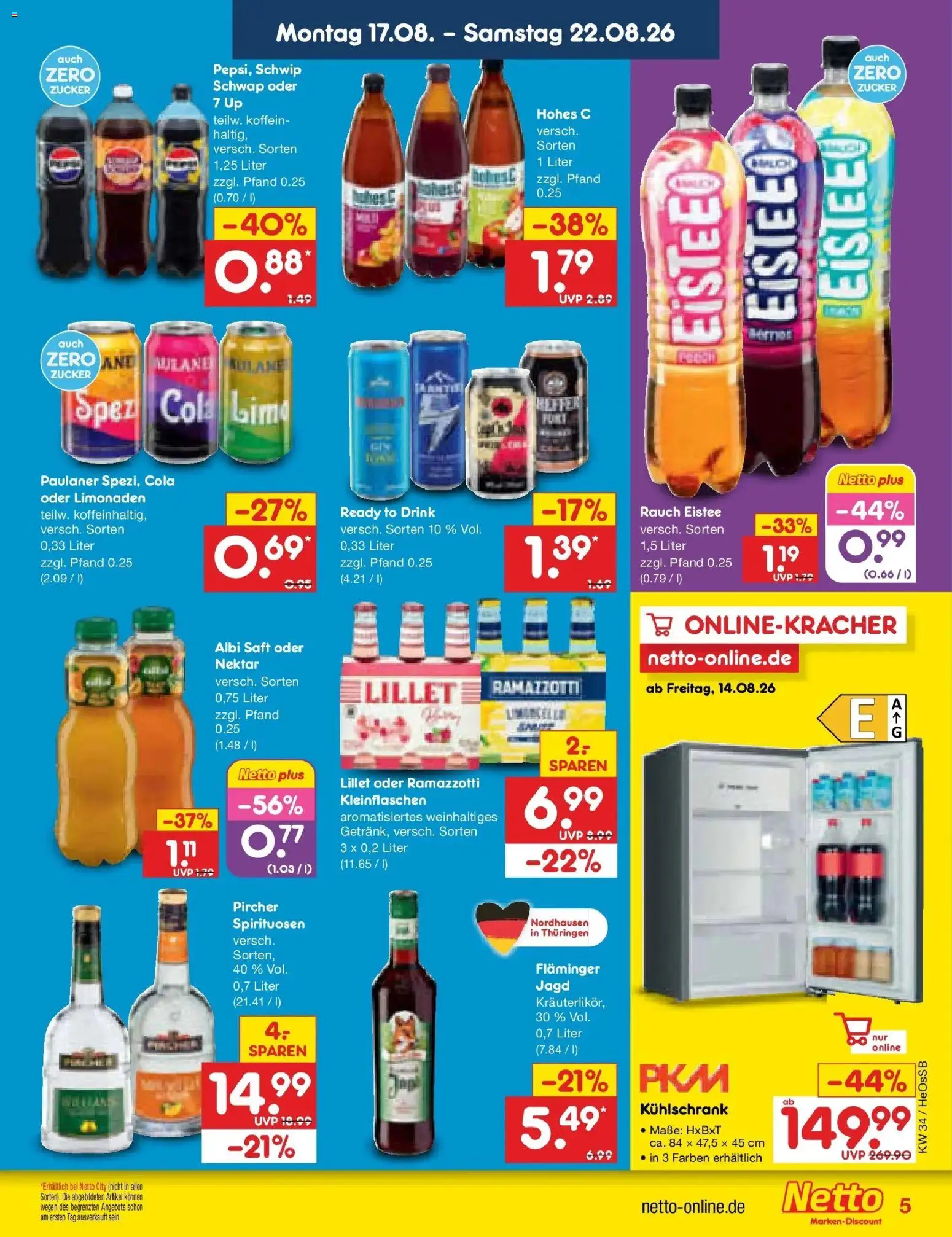 Netto Marken-Discount Prospekt Kröpelin – gültig ab 17.08.2026 | Seite: 7 | Produkte: Lillet, Zucker, Hohes c, Paulaner