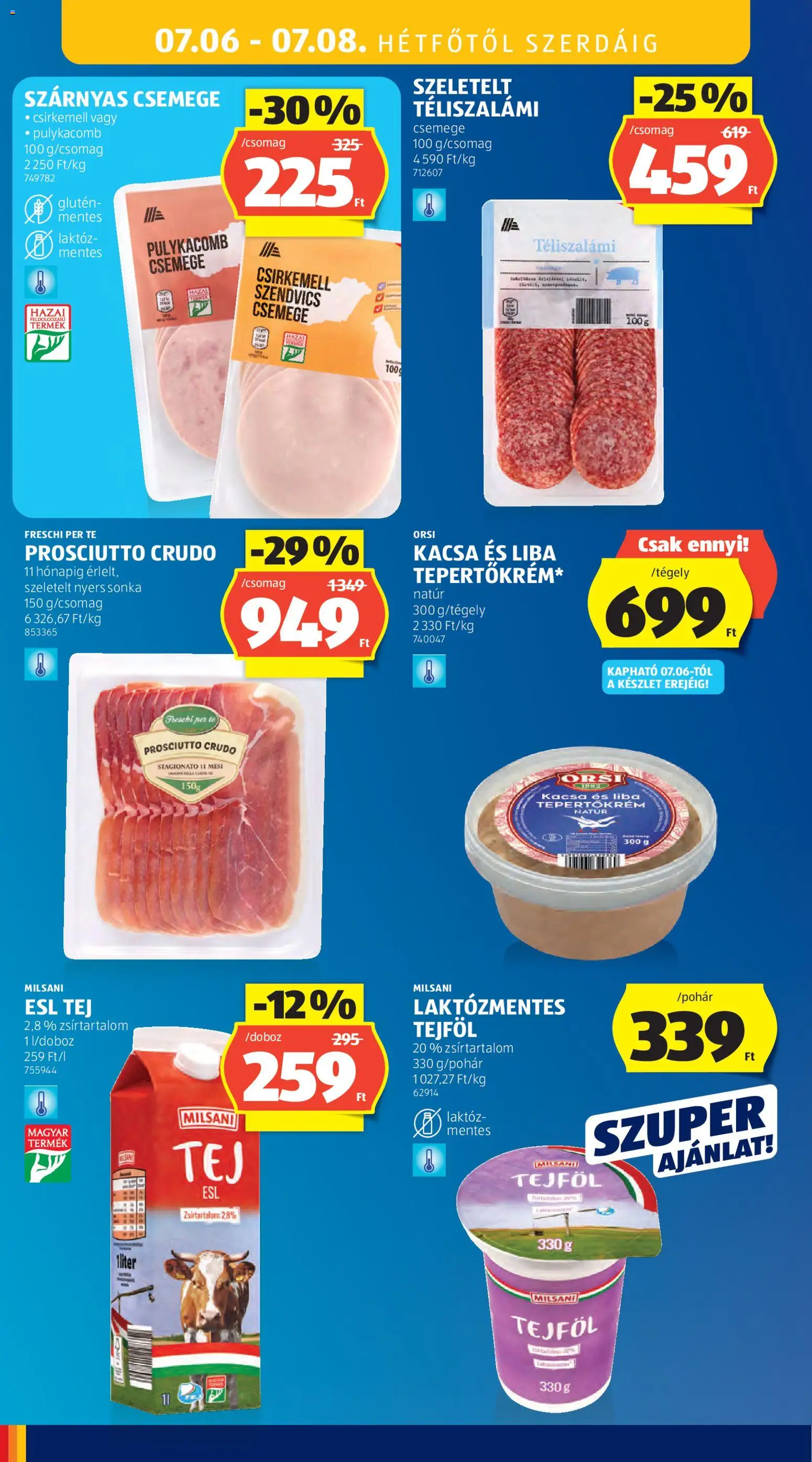 Aldi akciós ujság - amely érvényes a következő dátumtól: 2026.07.02. | Oldal: 38 | Termékek: Szendvics, Tej, Kacsa, Csirkemell