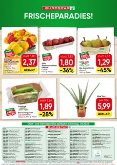 Eurospar Flugblatt ab 30.07.2026 gültig | Seite: 16 | Produkte: Obst, Bad