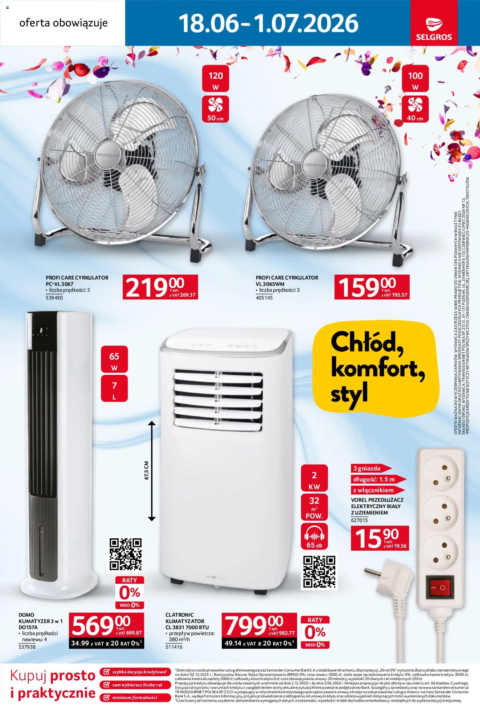 Selgros cash&carry gazetka - Wentylatory od 18.06.2026 | Strona: 2 | Produkty: Przedłużacz, Klimatyzator