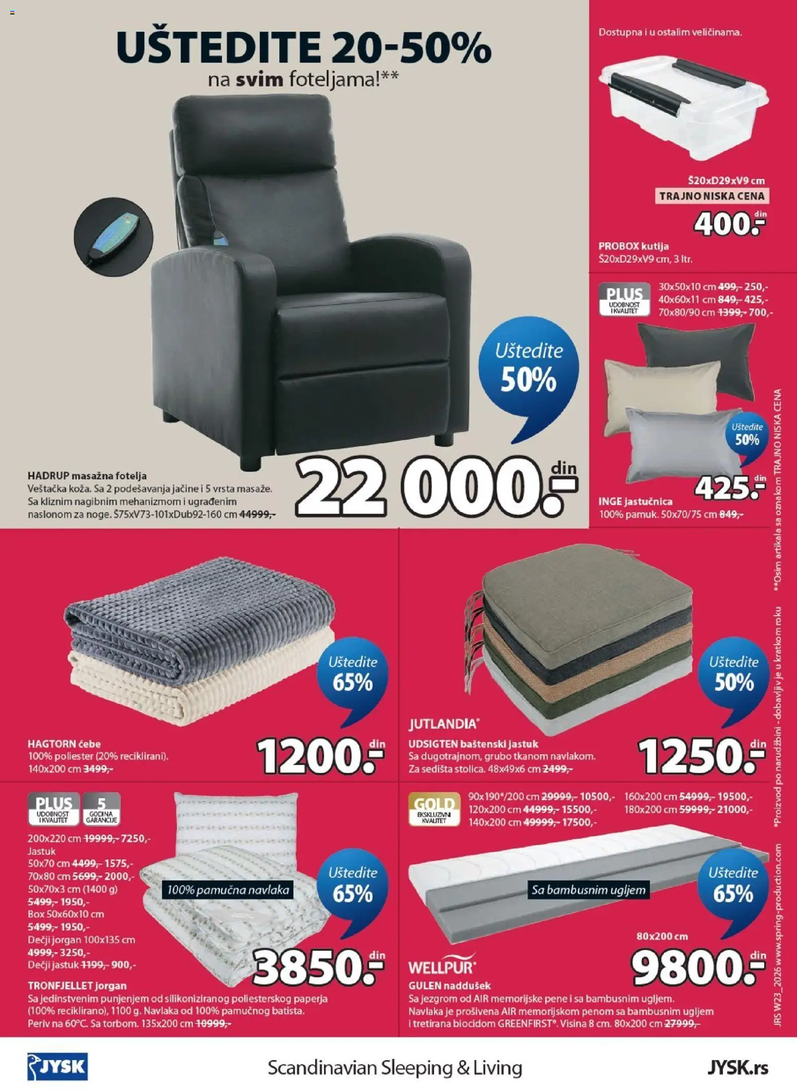 Jysk katalog - važi od 03.06.2026 | Strana: 24 | Proizvode: Ćebe, Fotelja, Jorgan, Kutija