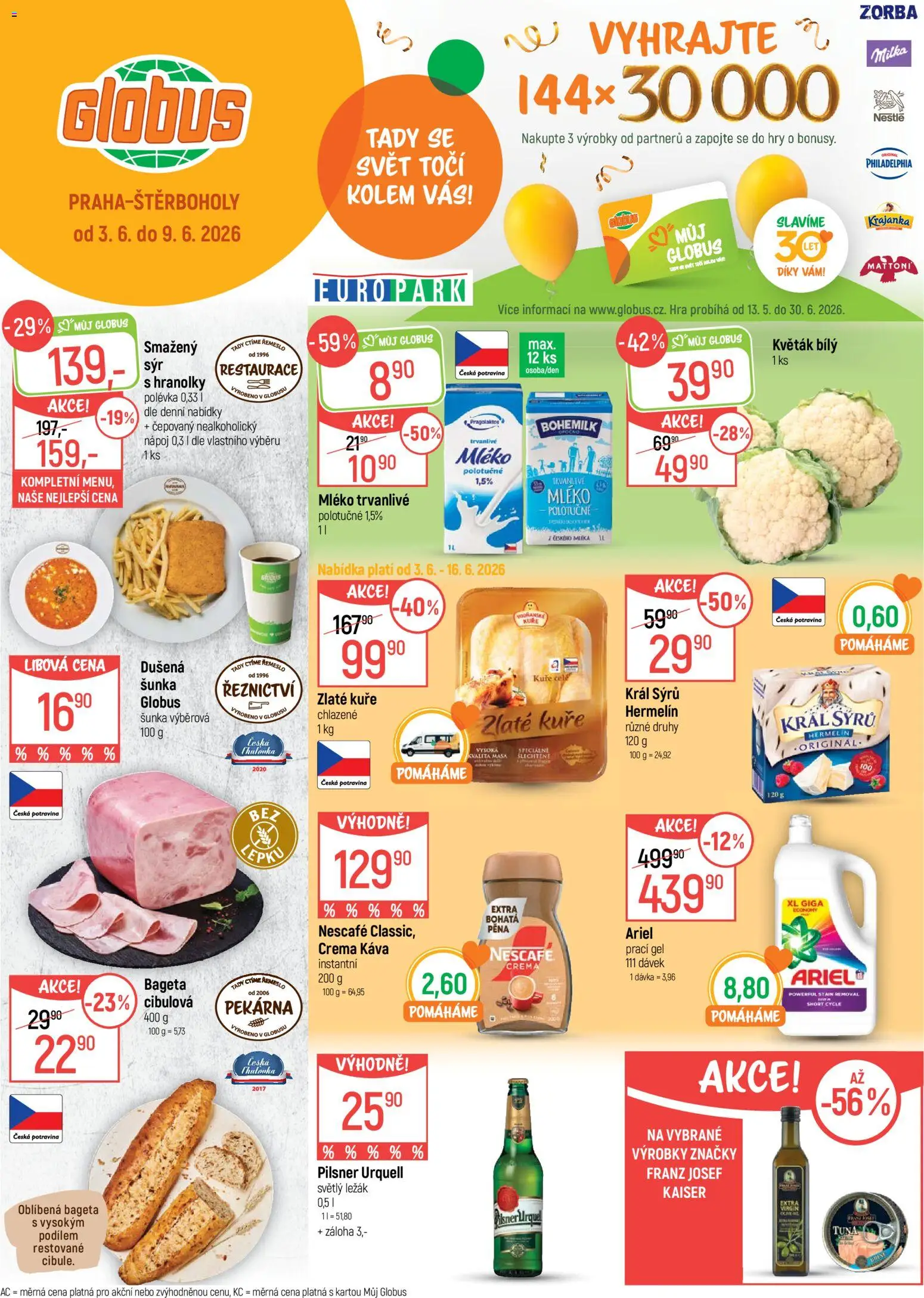 Globus leták - Praha-Štěrboholy od 03.06.2026 | Strana: 1 | Produkty: Milka, Hermelín, Hra, Pekárna