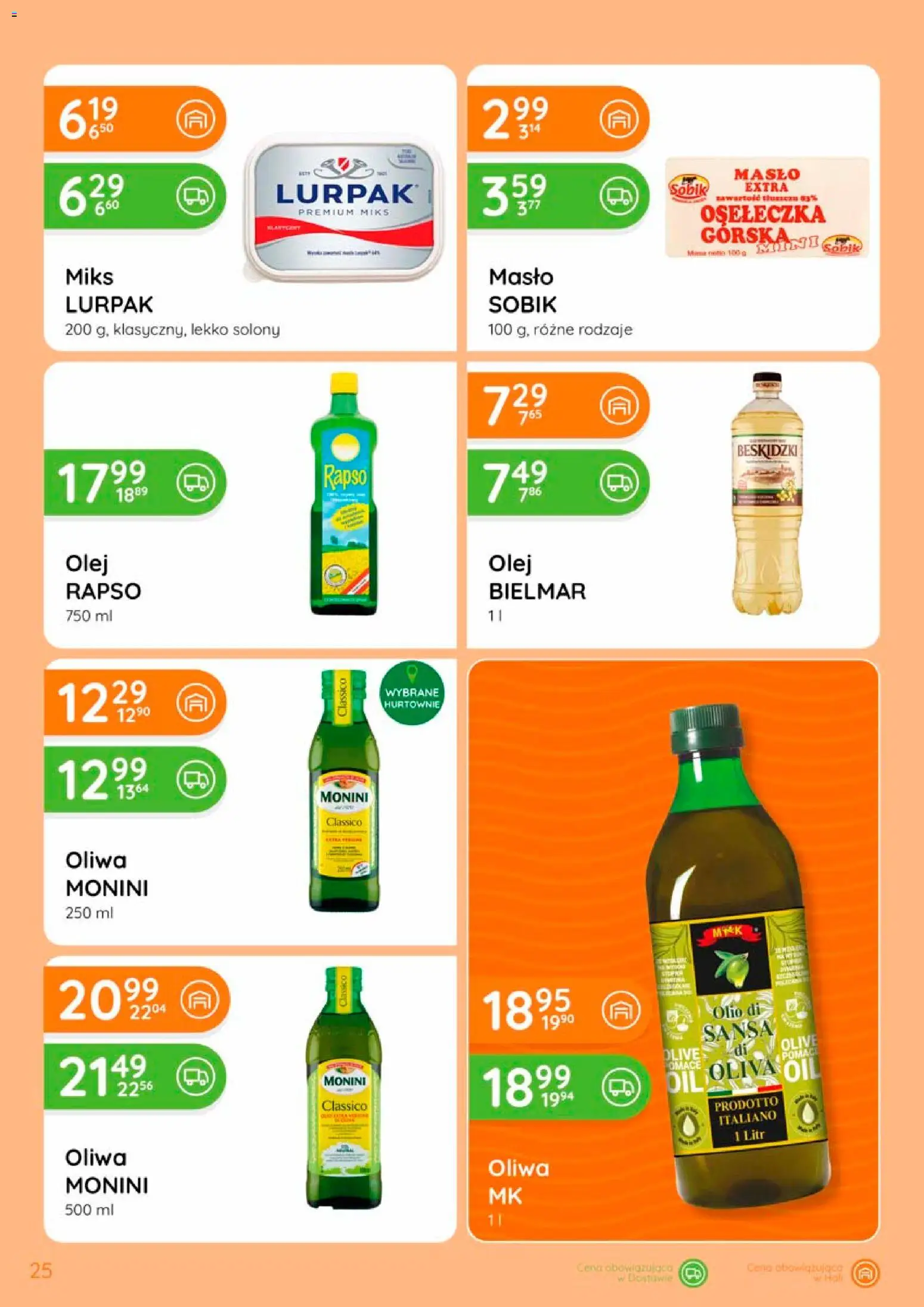 Eurocash gazetka od 17.09.2026 | Strona: 25 | Produkty: Oliwa monini, Masło lurpak, Masło, Olej