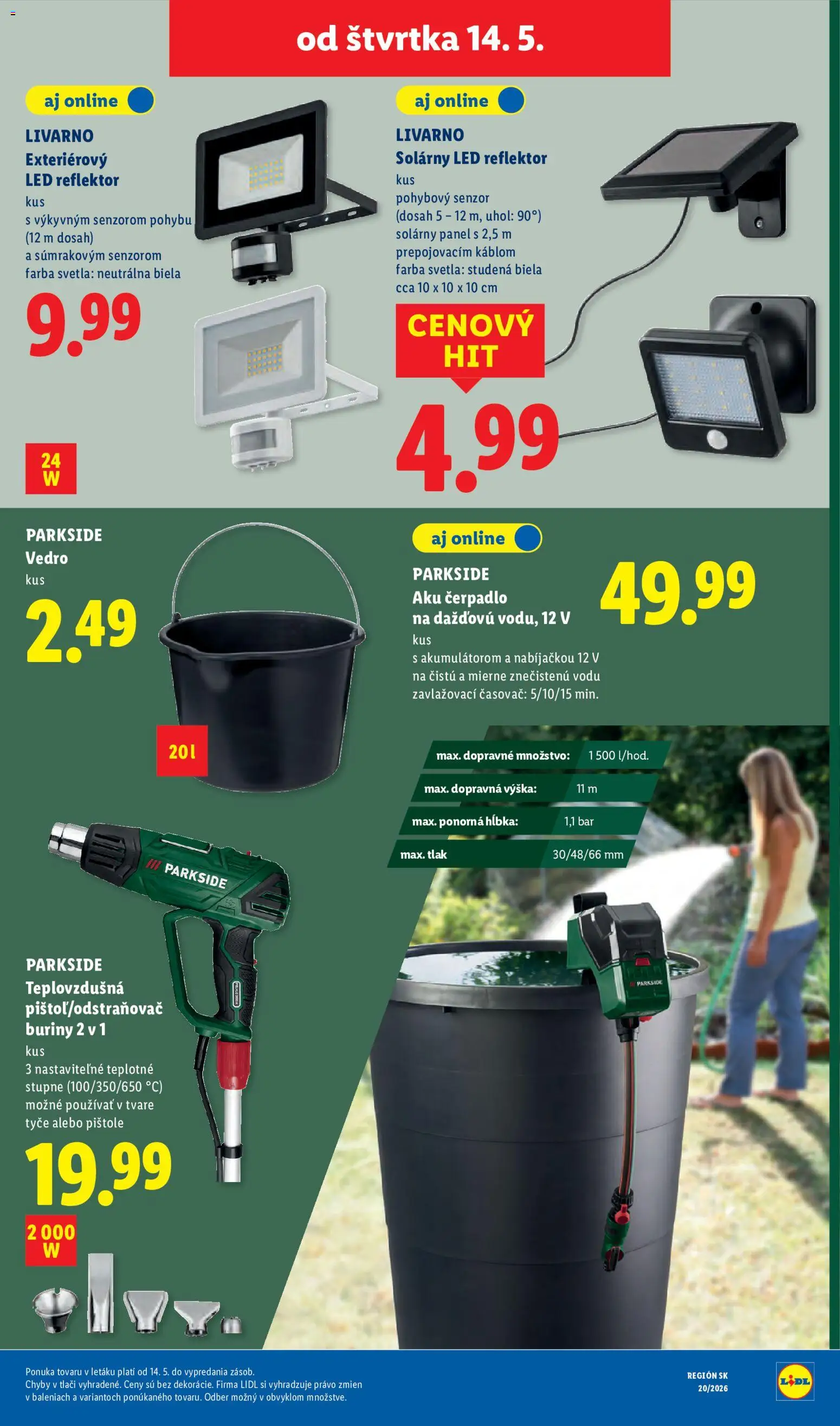 Nové Lidl akcie – leták je platný od 11.05.2026 | Strana: 73 | Produkty: Led reflektor, Reflektor, Čerpadlo, Aku