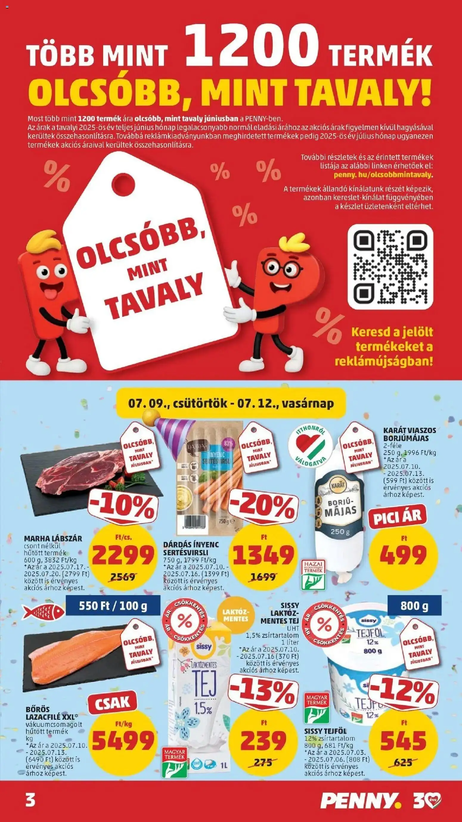 PENNY akciós ujság - amely érvényes a következő dátumtól: 2026.07.09. | Oldal: 3 | Termékek: Lazacfilé, Laktózmentes tej, Tej, Tejföl