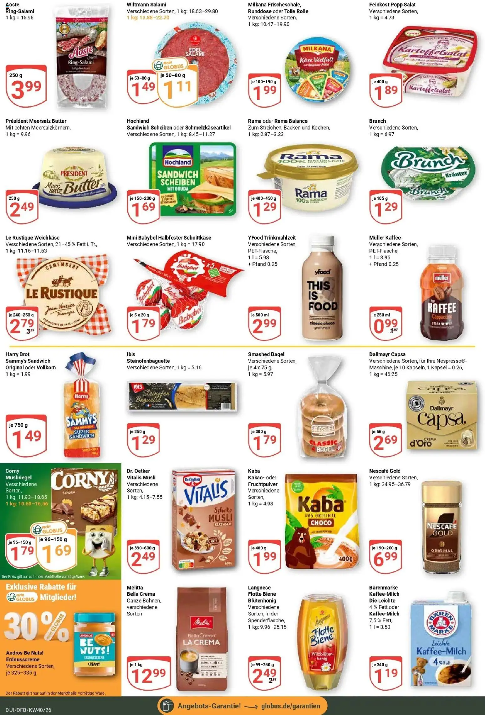 Globus Prospekt Duisburg (ab 28.09.2026) » Angebote online | Seite: 13 | Produkte: Musli, Gouda, Dallmayr, Brot
