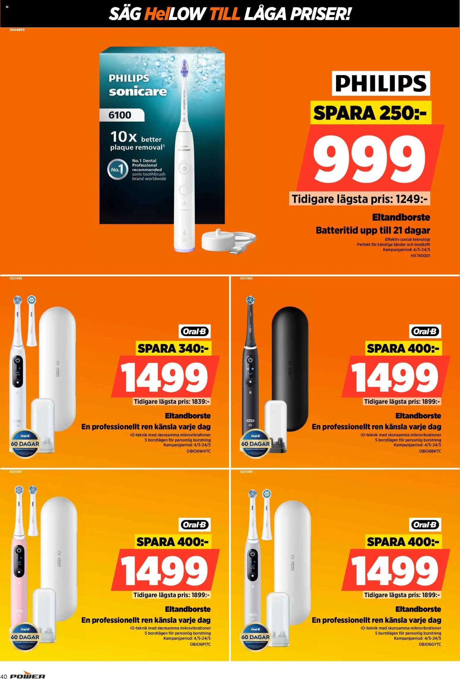 Power reklamblad aktuell från 18.05.2026 | Sida: 40 | Produkter: Eltandborste, Såg