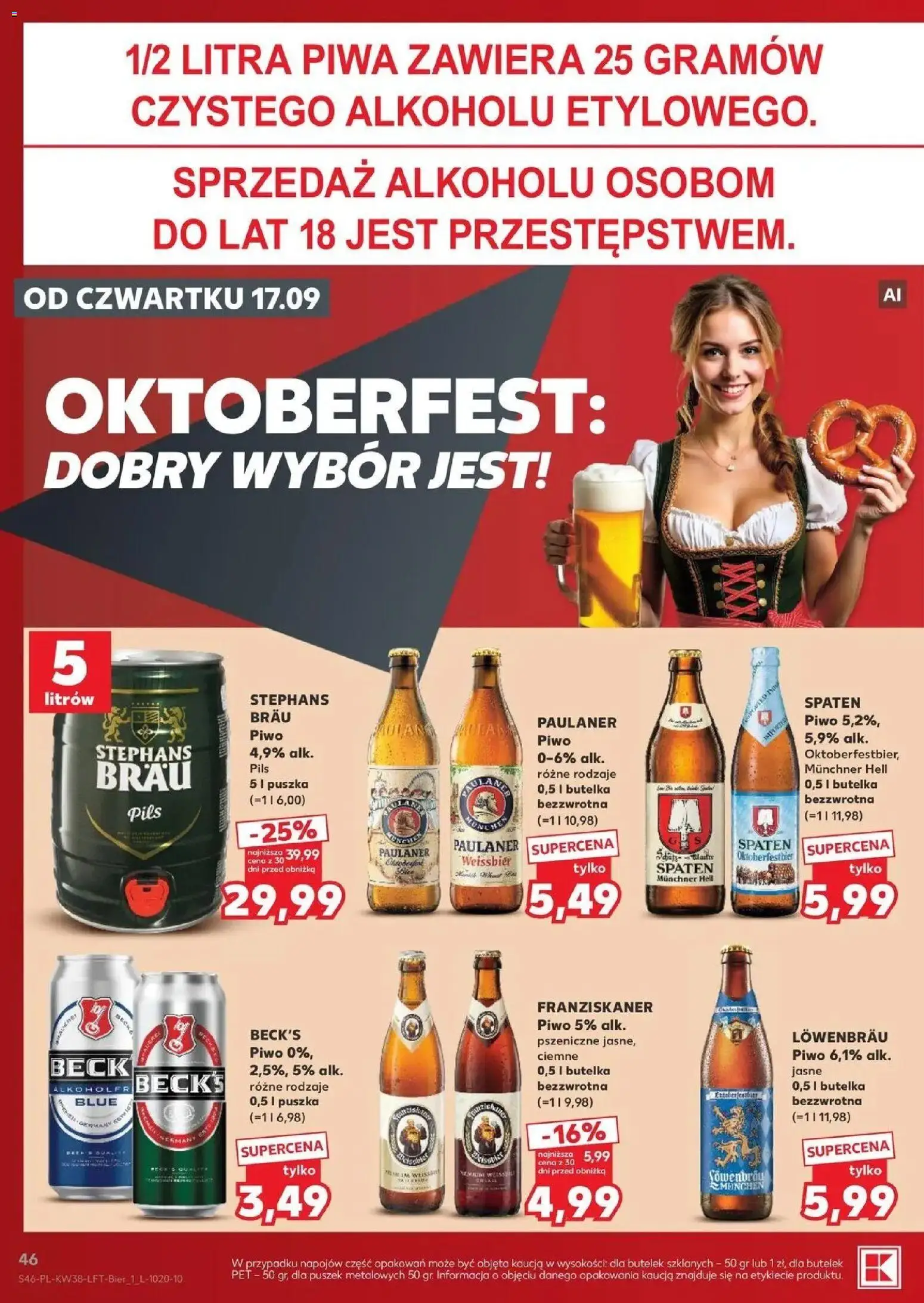 Kaufland gazetka od 17.09.2026 - od jutra PDF | Strona: 46 | Produkty: Piwo