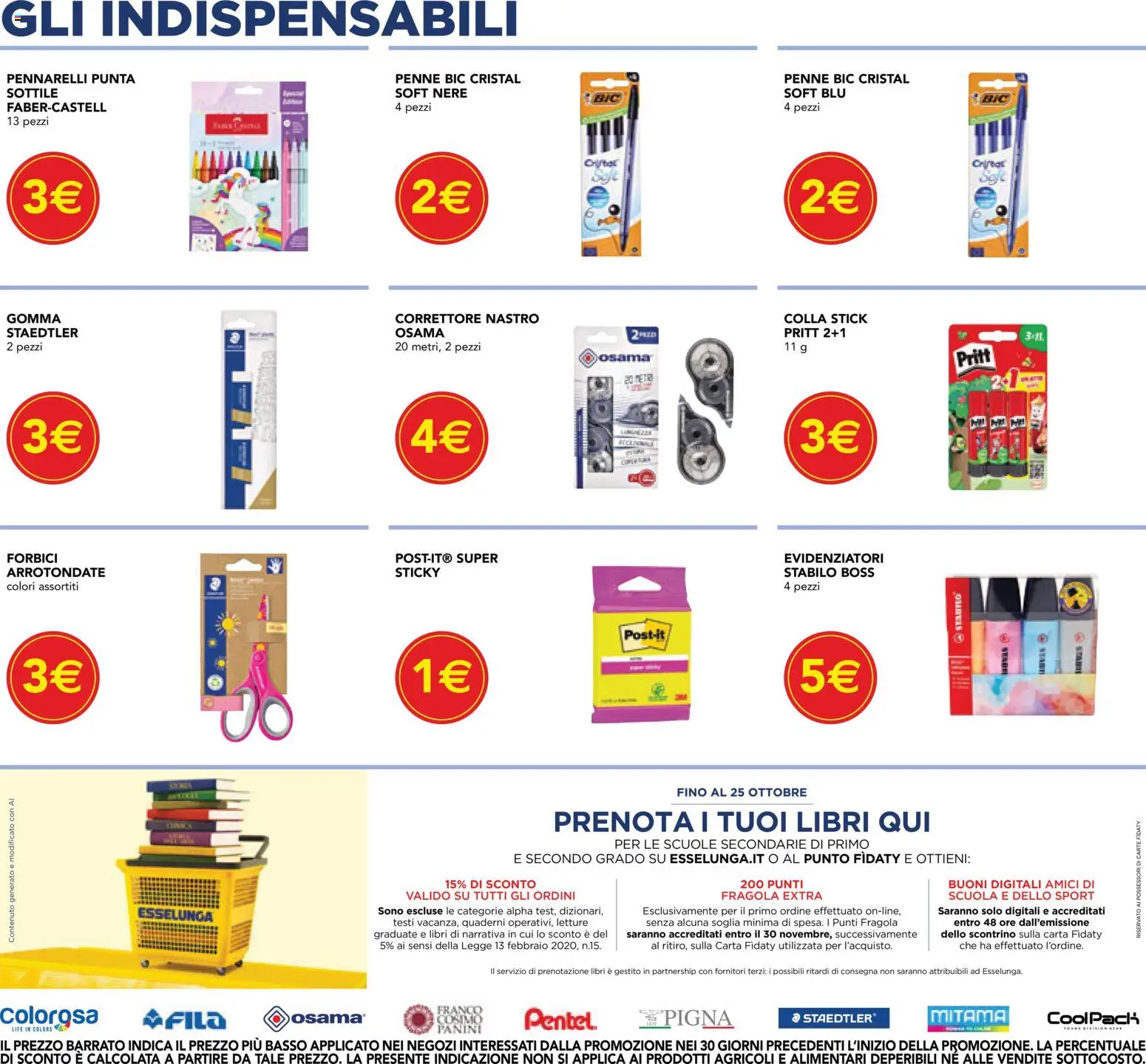 Volantino Esselunga S del 24/08/2026 | Pagina: 3 | Prodotti: Libri, Basso, Pennarelli, Penne