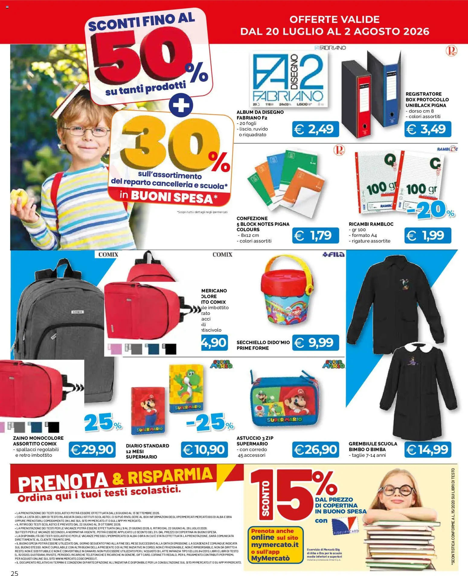 Volantino Mercatò del 20/07/2026 | Pagina: 25 | Prodotti: Latte, Data, Astuccio, Grembiule