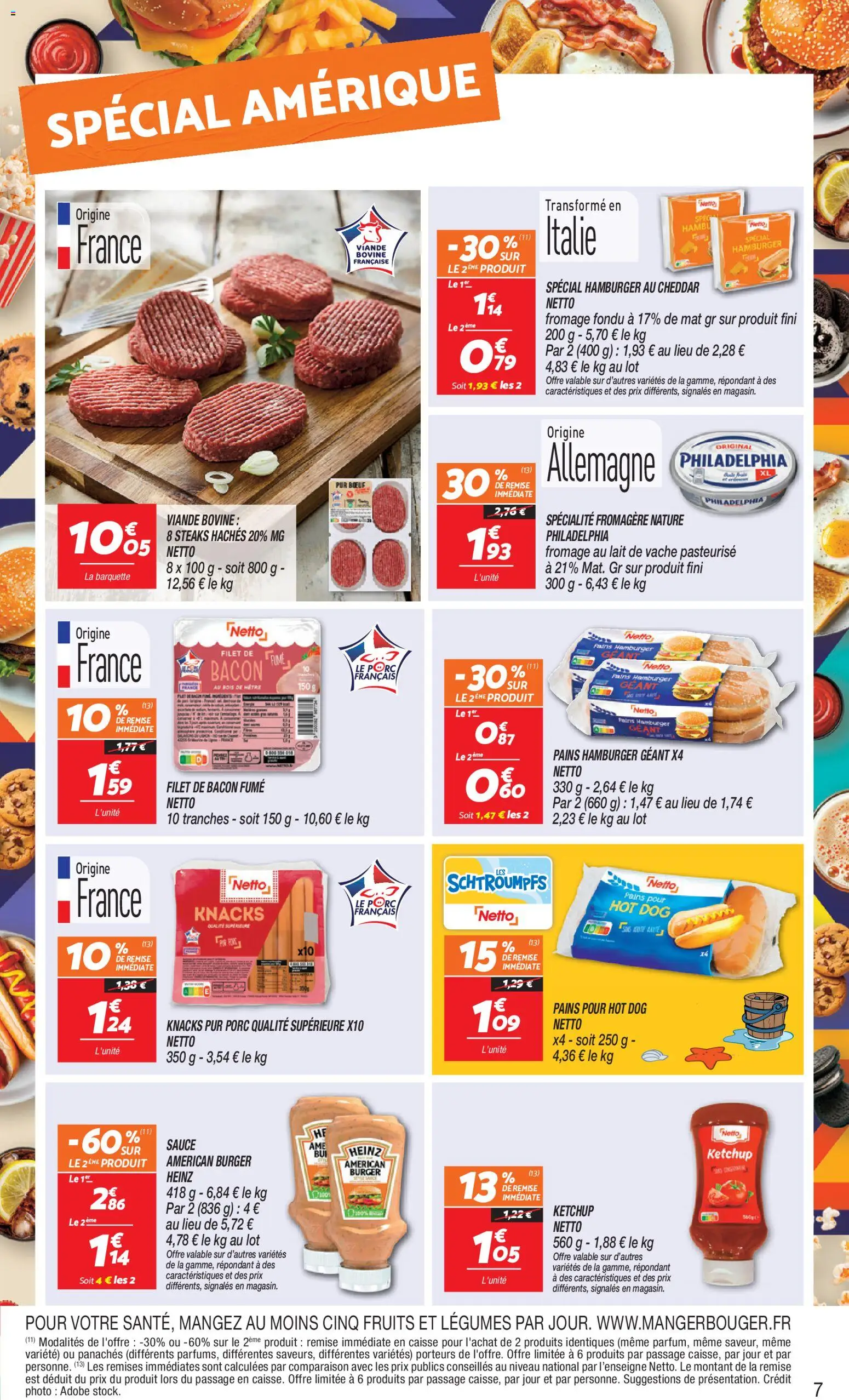 {H1} | Page: 7 | Produits: Hot dog, Lait, Porc, Viande bovine